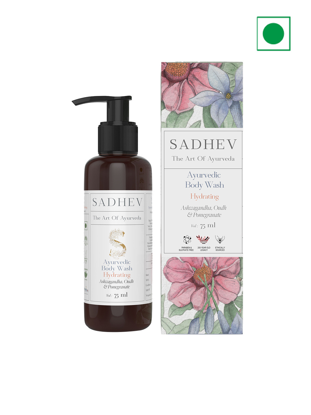 SADHEV The Art Of Ayurveda Hydrating Body Wash with Oudh & Pomegranate - 75 ml