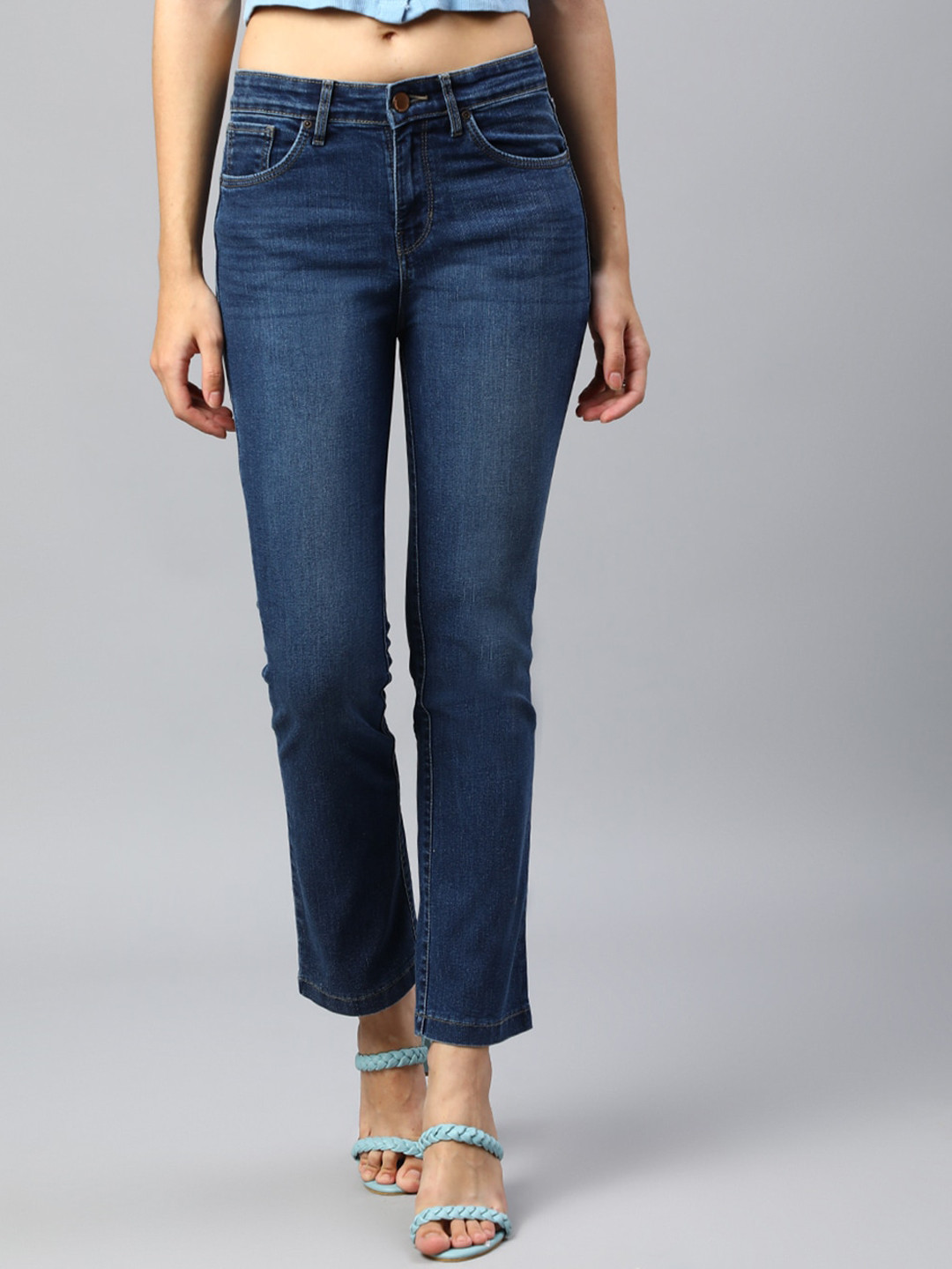 Xpose Women Comfort High-Rise Boot Cut Light Fade Stretchable Jeans