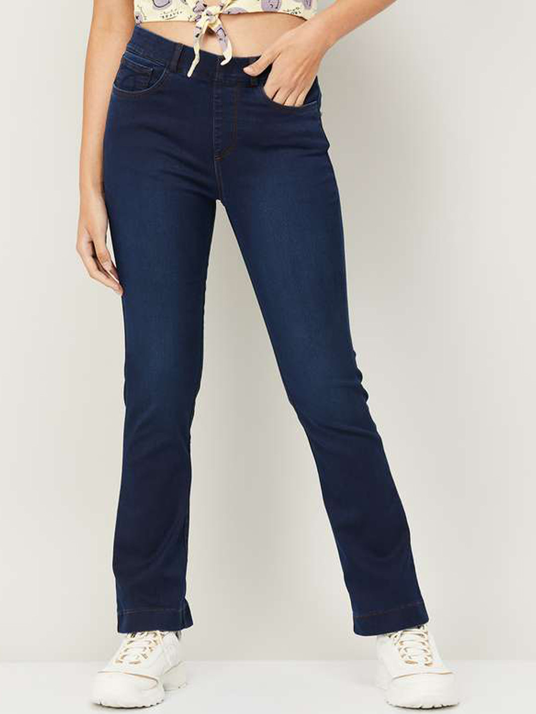 Xpose Women Comfort Bootcut High-Rise Clean Look Stretchable Jeans
