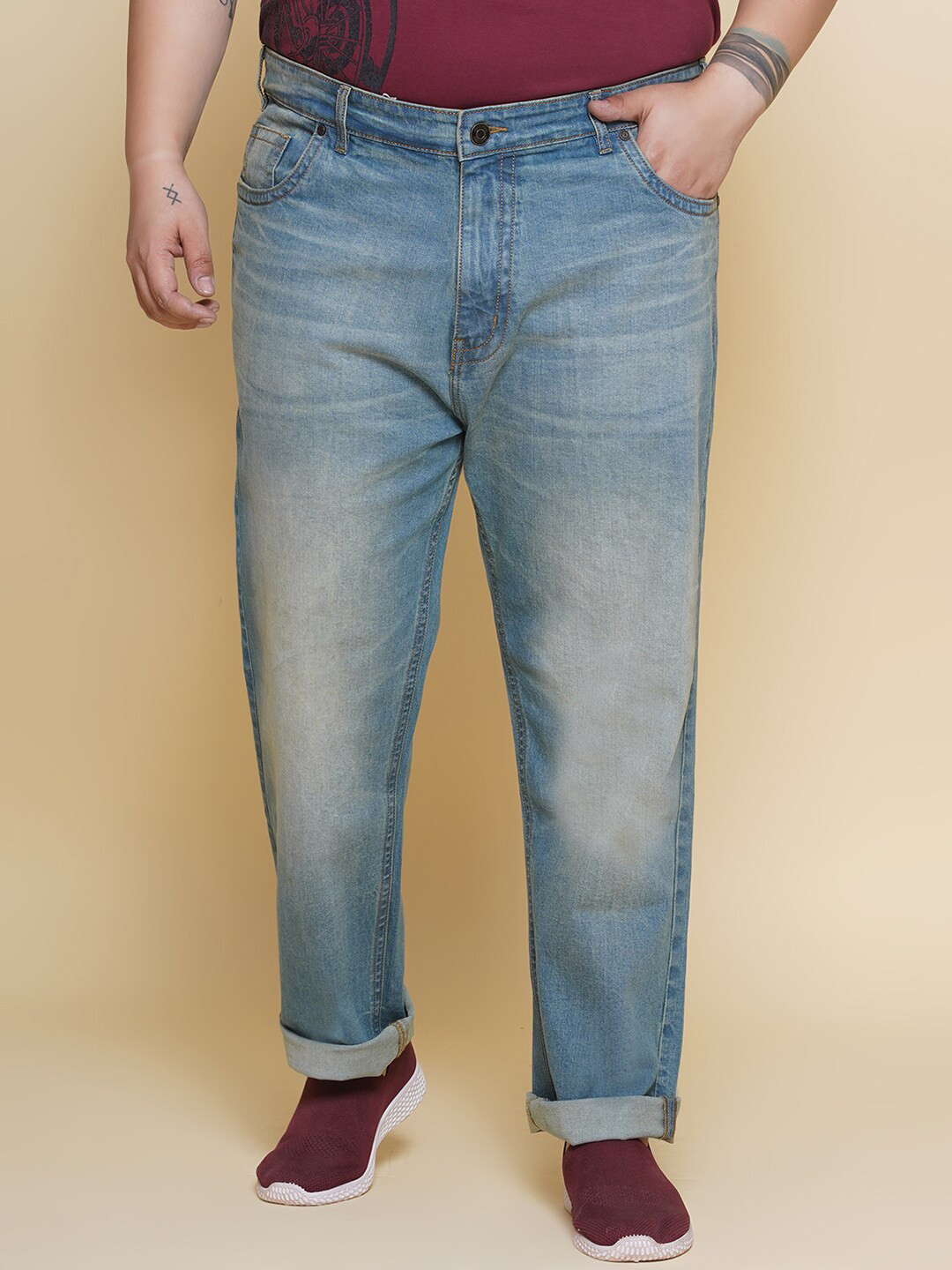 John Pride Plus Size Men Jean Light Fade Clean Look Stretchable Jeans