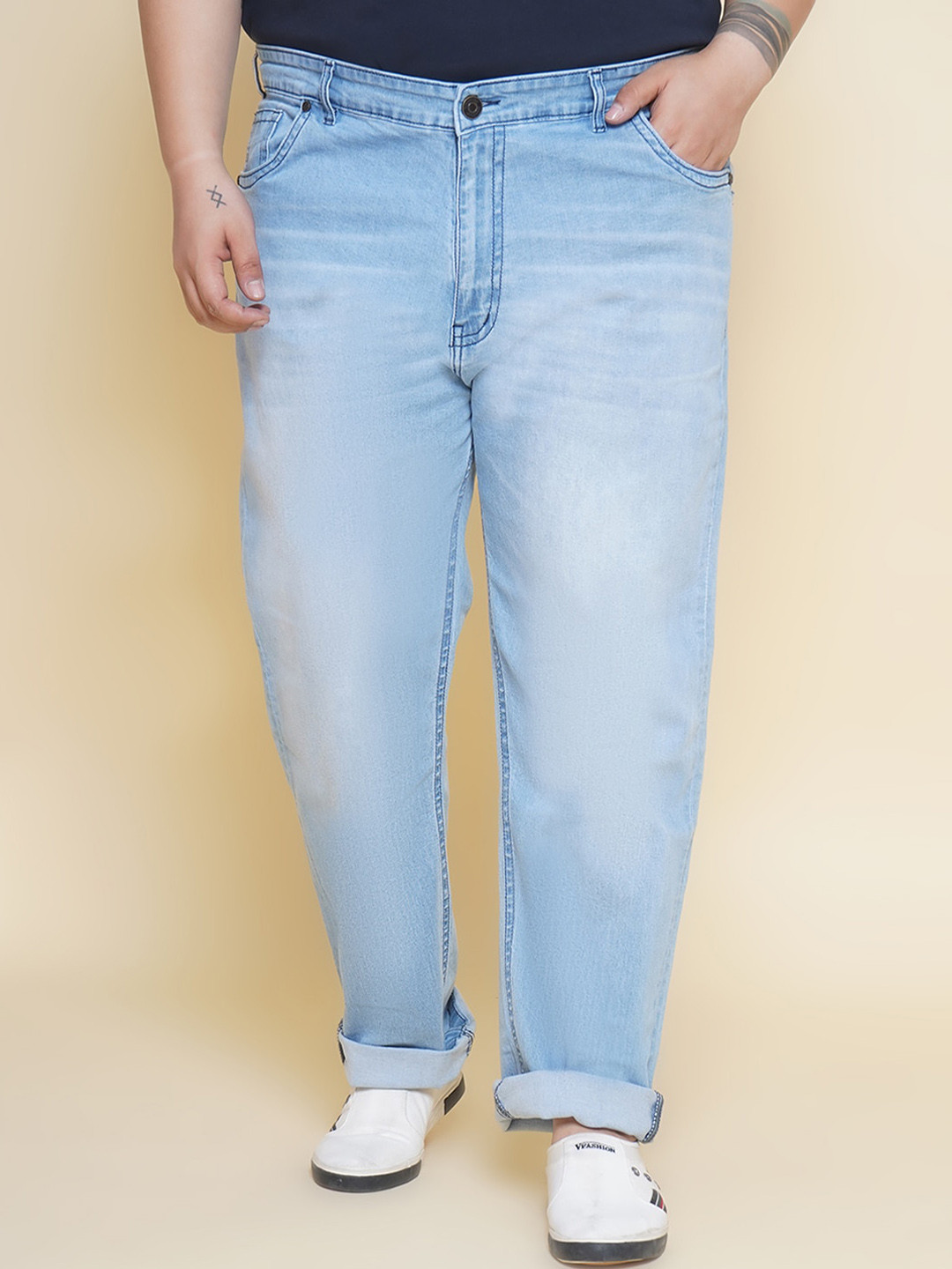 John Pride Men Plus Size Jean Clean Look Light Fade Stretchable Jeans