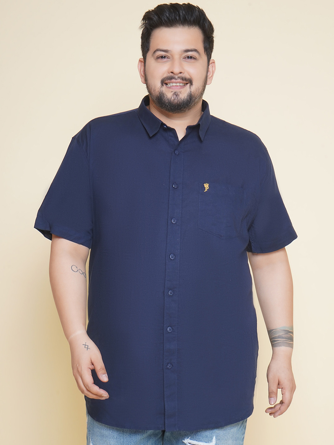John Pride Plus SIze Cotton Linen Casual Shirt
