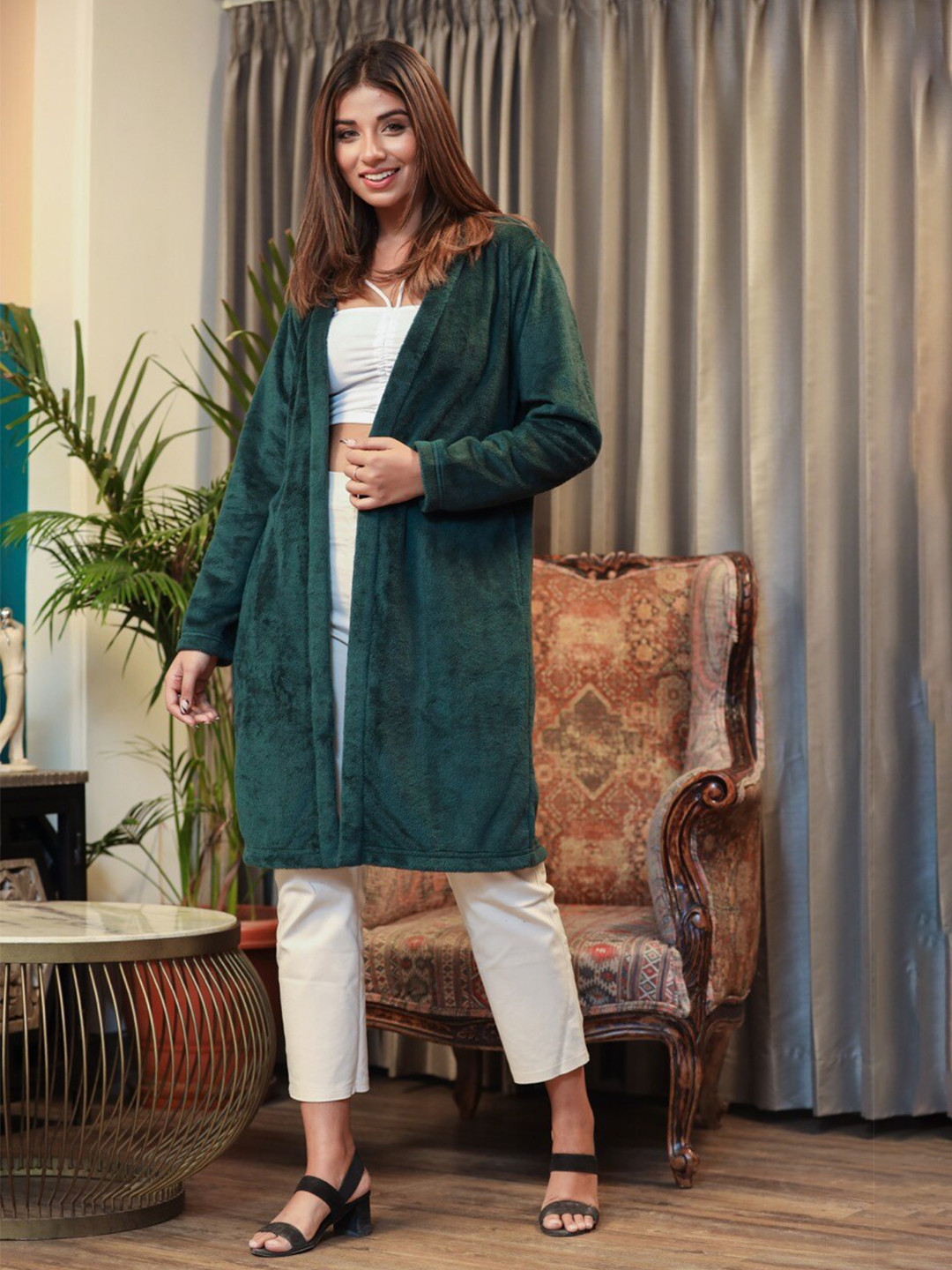 FEATHERS CLOSET Woollen Longline Open Front Shrug