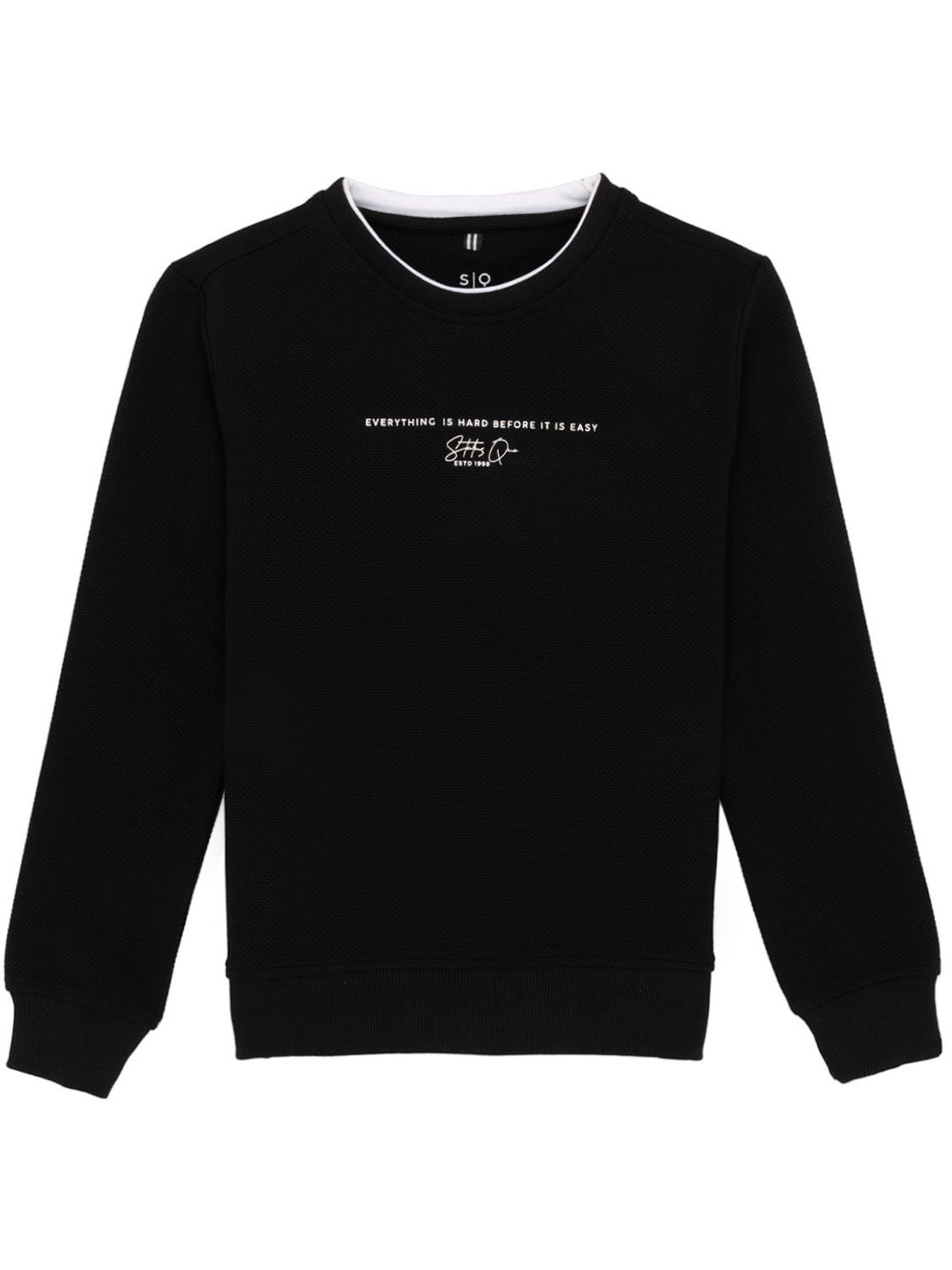 Status Quo Boys Typography Printed Long Sleeves Lightweight Cotton Pullover