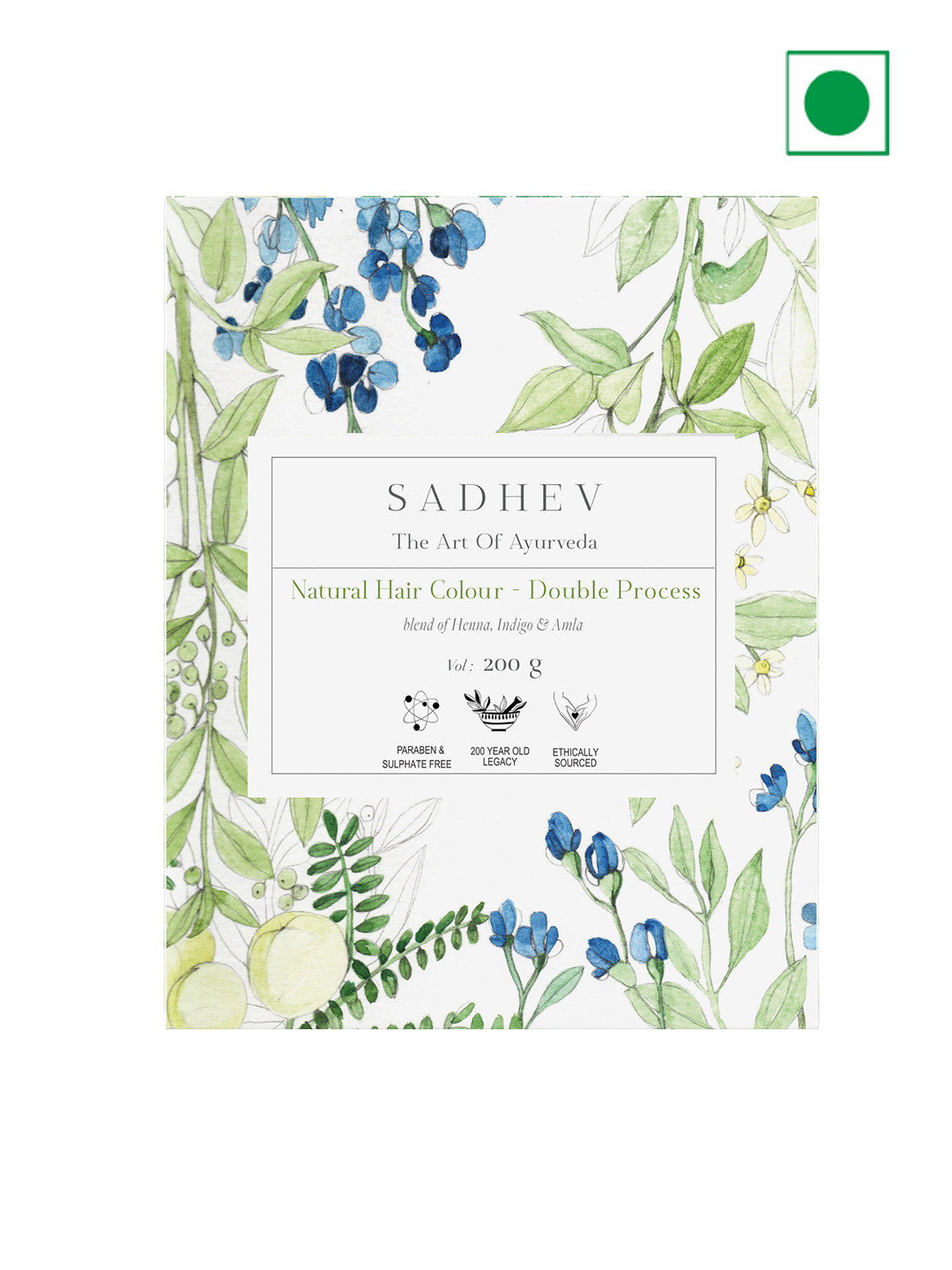 SADHEV Double Process Natural Hair Colour with Henna & Amla - 200 g