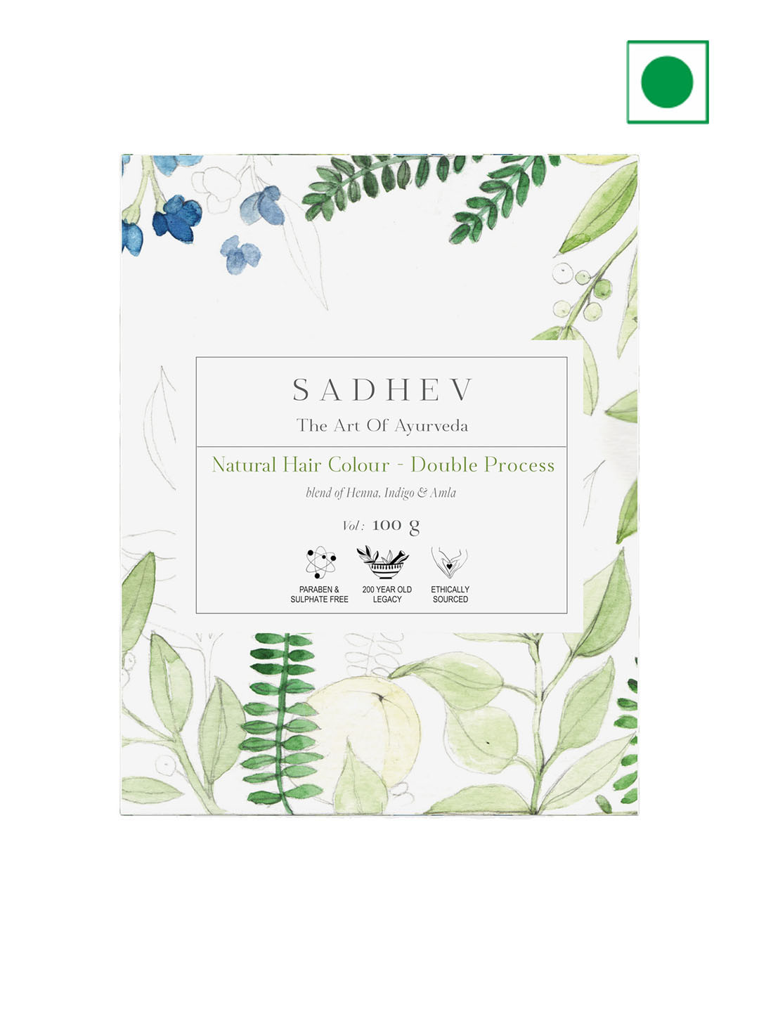 SADHEV Double Process Natural Hair Colour with Henna & Amla - 100 g