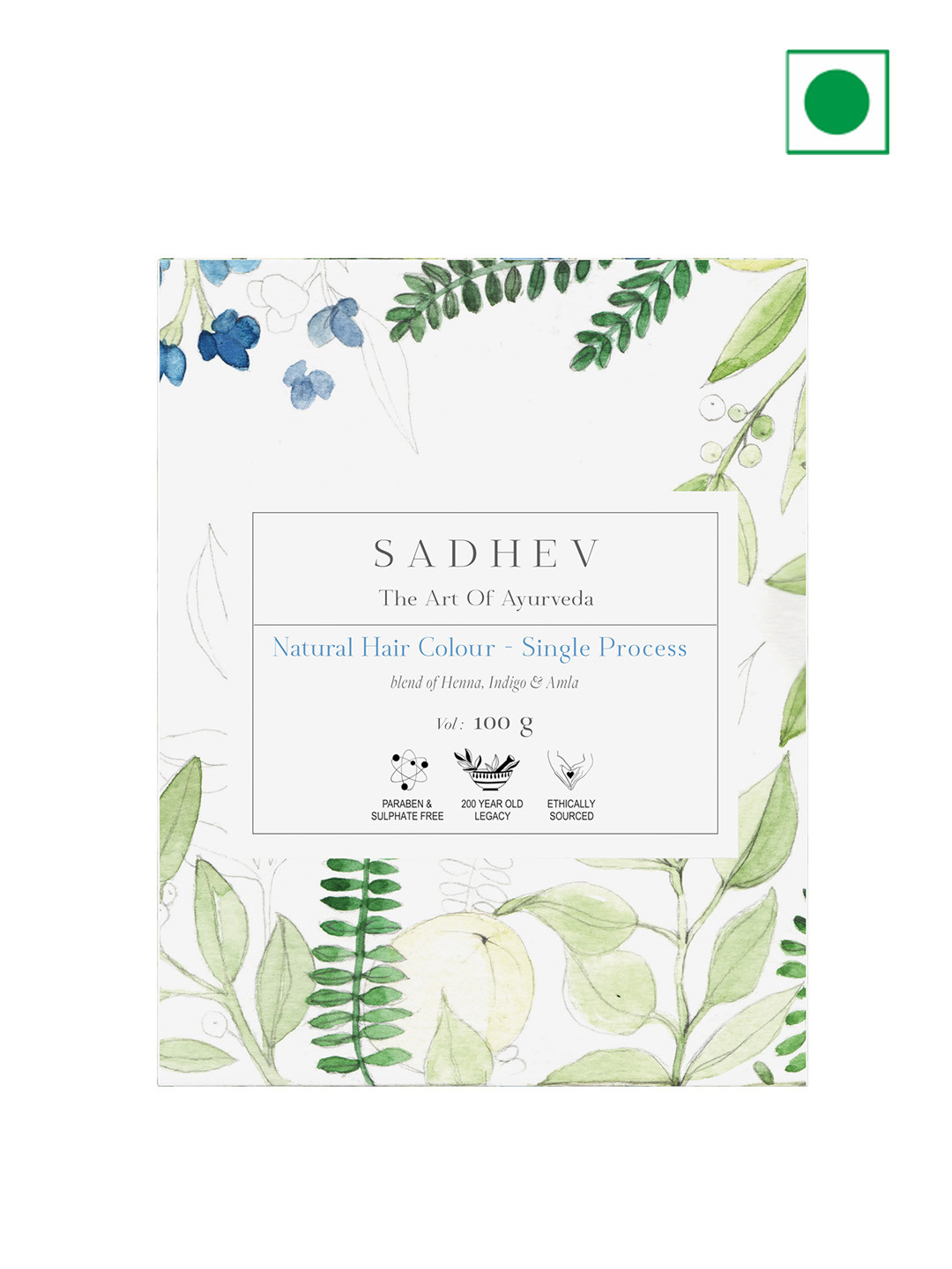 SADHEV Single Process Natural Hair Colour with Henna & Amla - 100 g