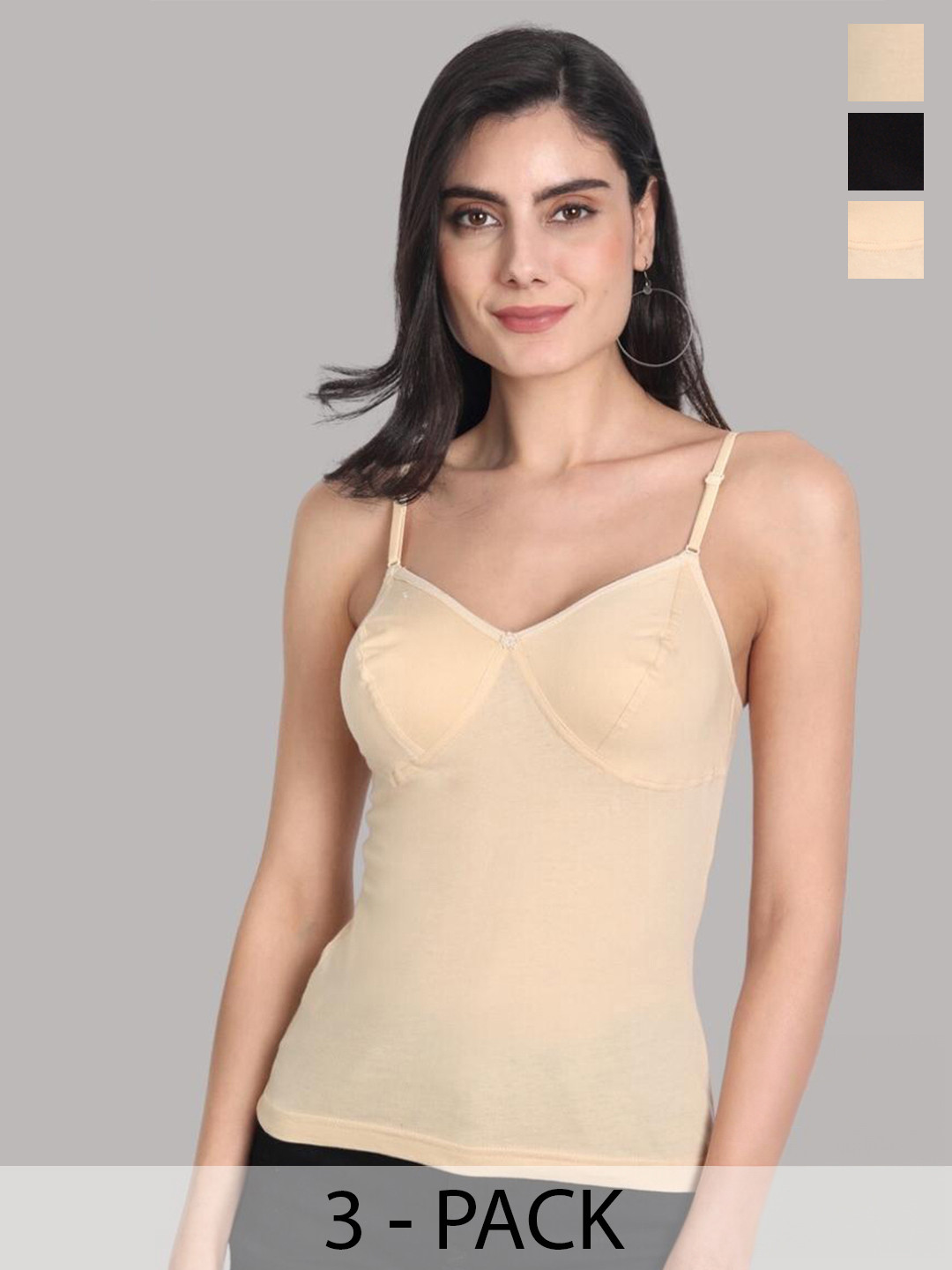Aimly Pack Of 3 Non Padded Cotton Bra Camisoles