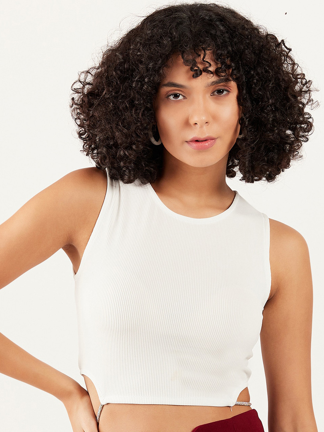 Athena White Cut Out Details Tank Crop Top
