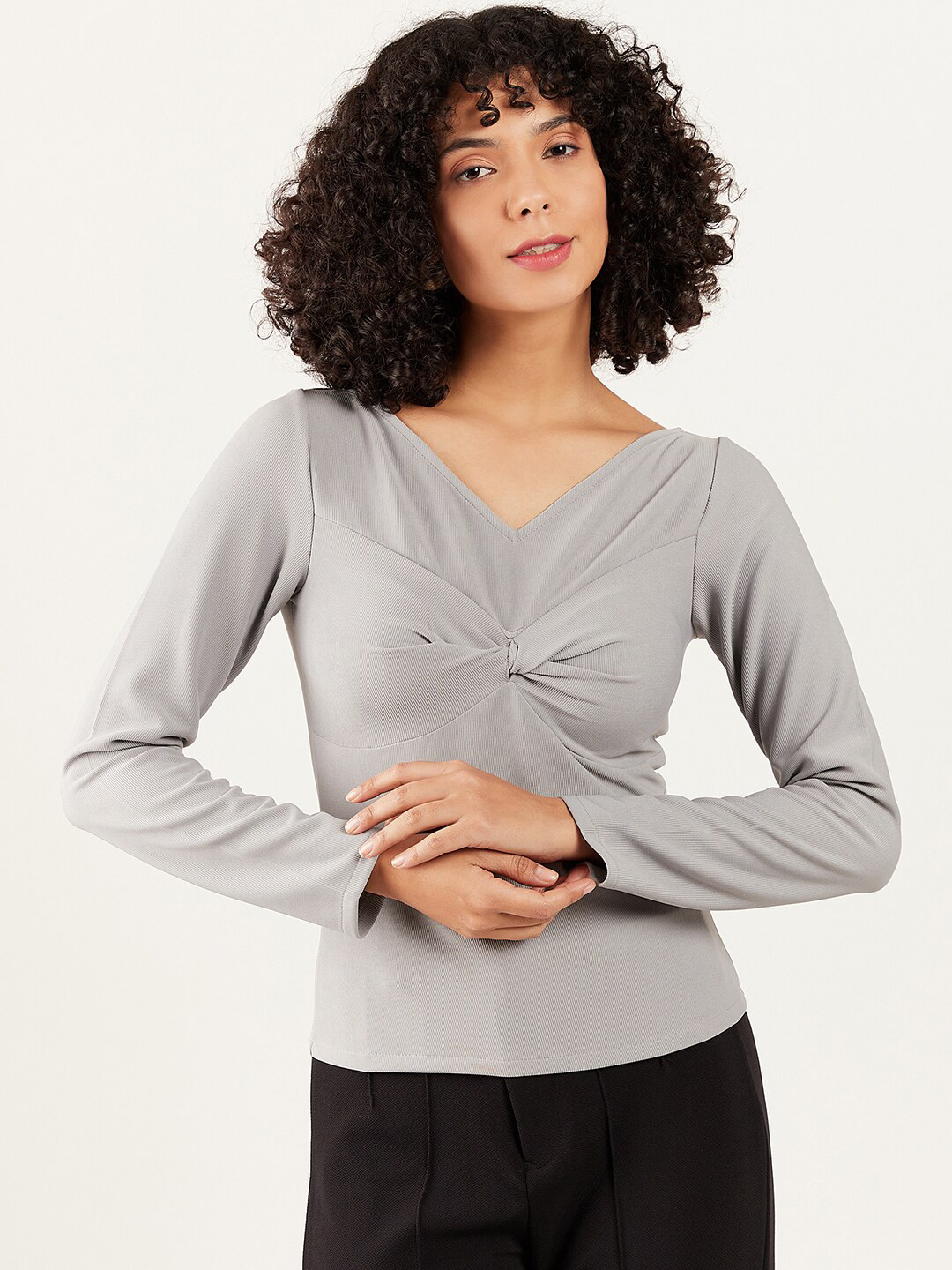 Athena Immutable V-Neck Long Sleeve Twisted Regular Top