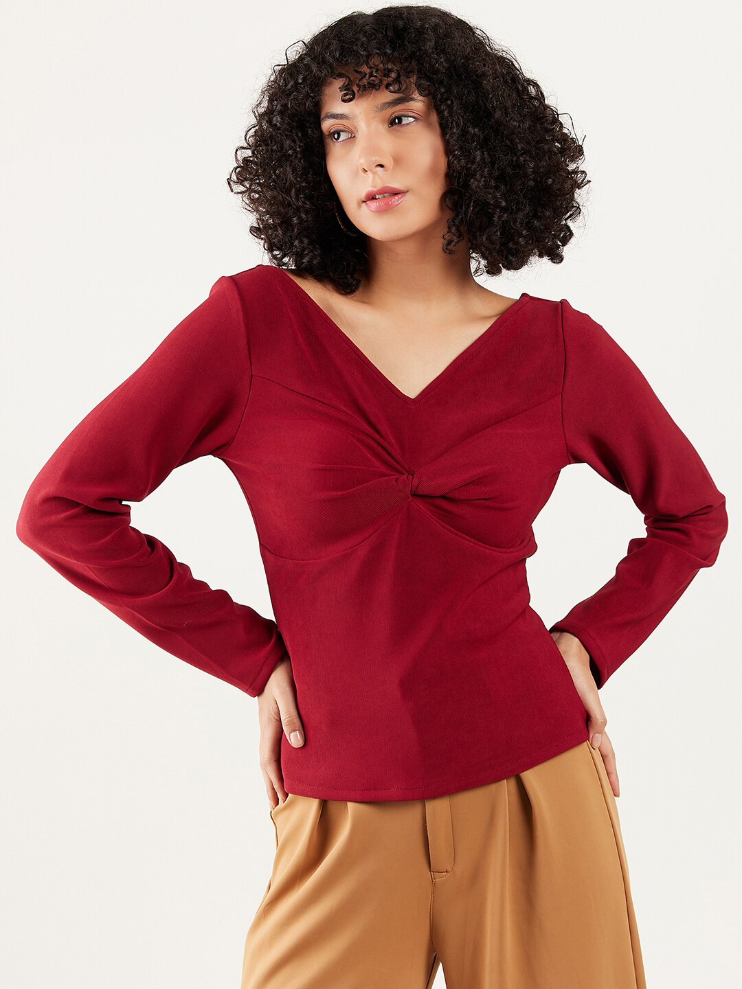 Athena Immutable V-Neck Long Sleeve Twisted Regular Top
