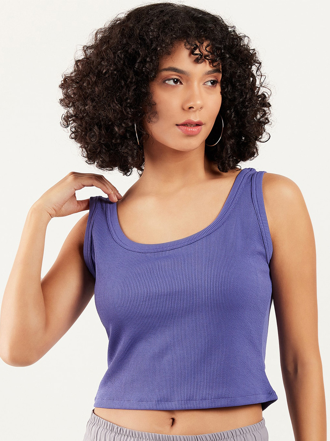 Athena Ribbed Scoop Neck Tank Crop Top