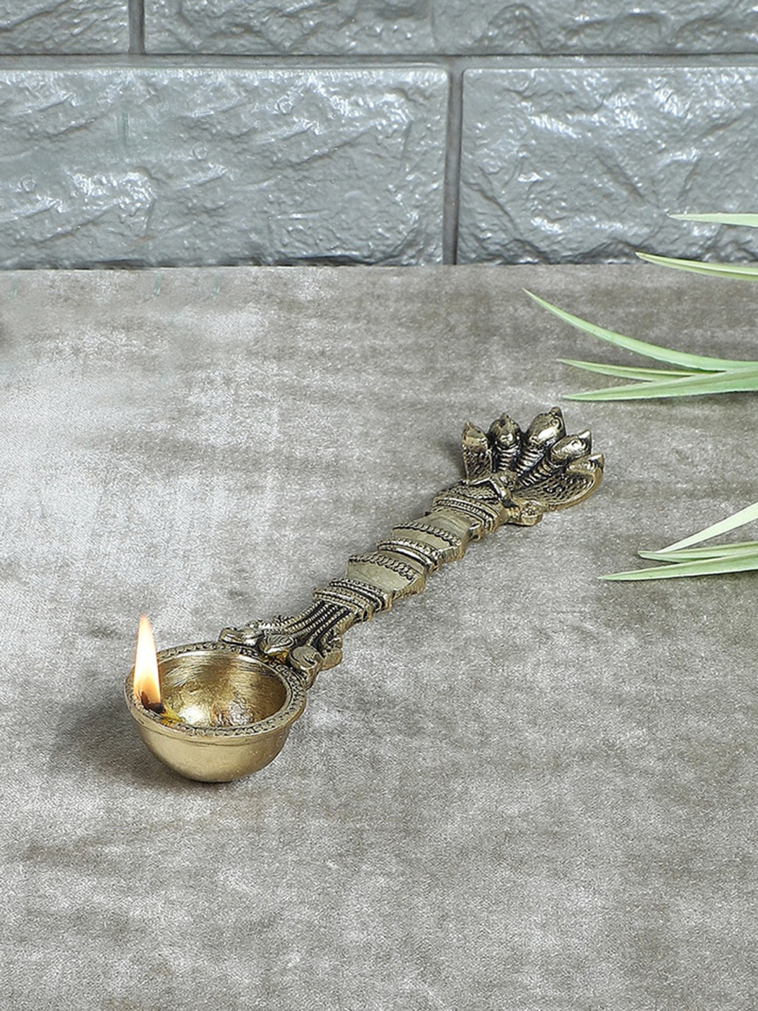 Two Moustaches Brass Sheshnag Design Hawan Spoon