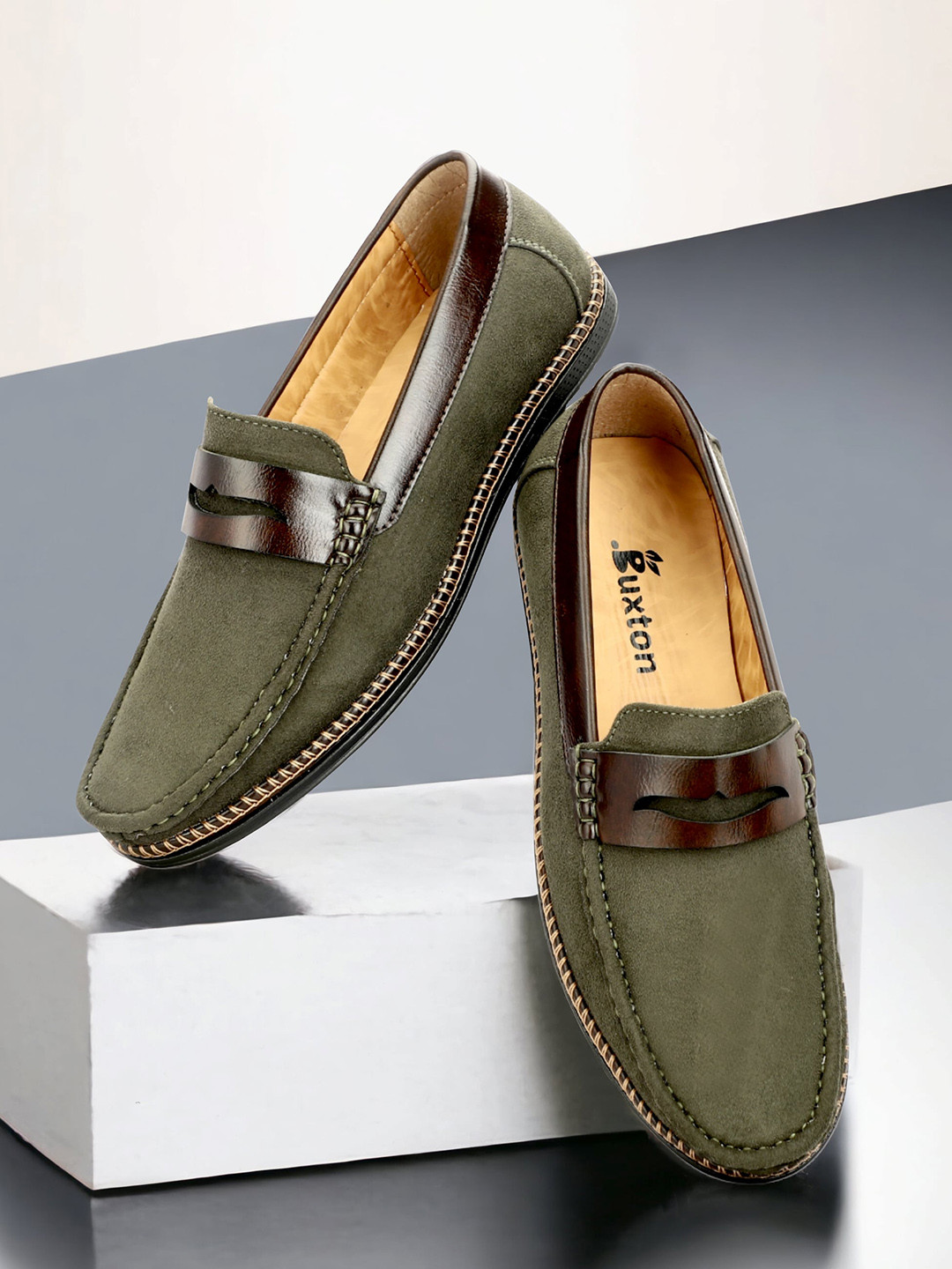 Buxton Men Suede Square Toe Comfort Insole Loafers