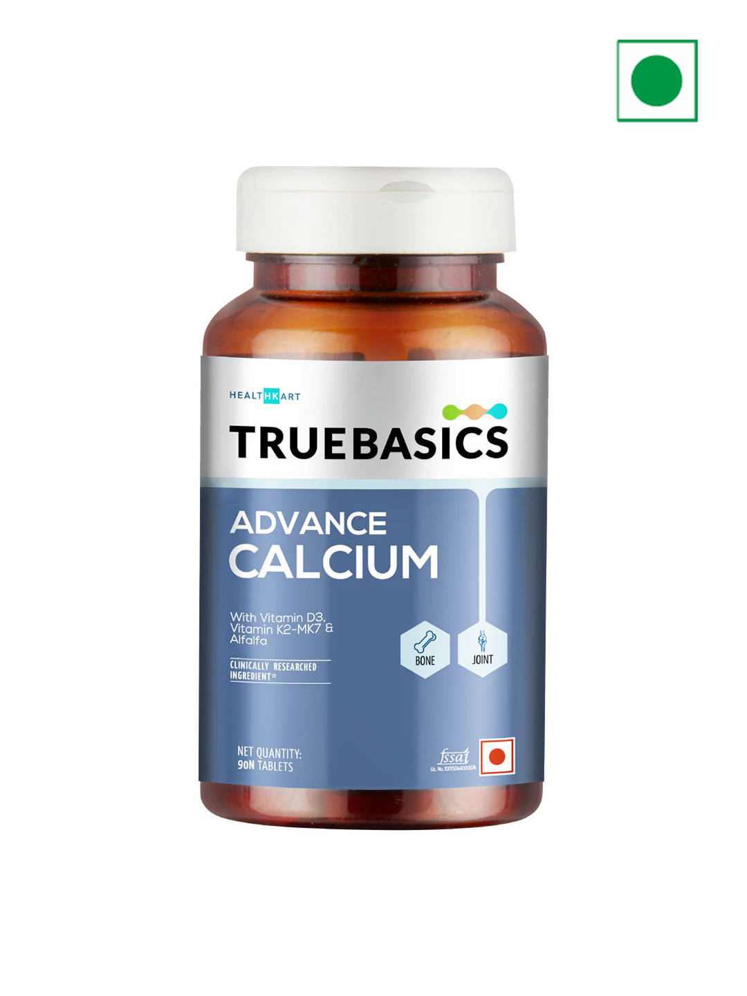 TrueBasics Advance Calcium Tablets With Vitamin D3 & Alfalfa For Bones & Joints - 90 Pcs