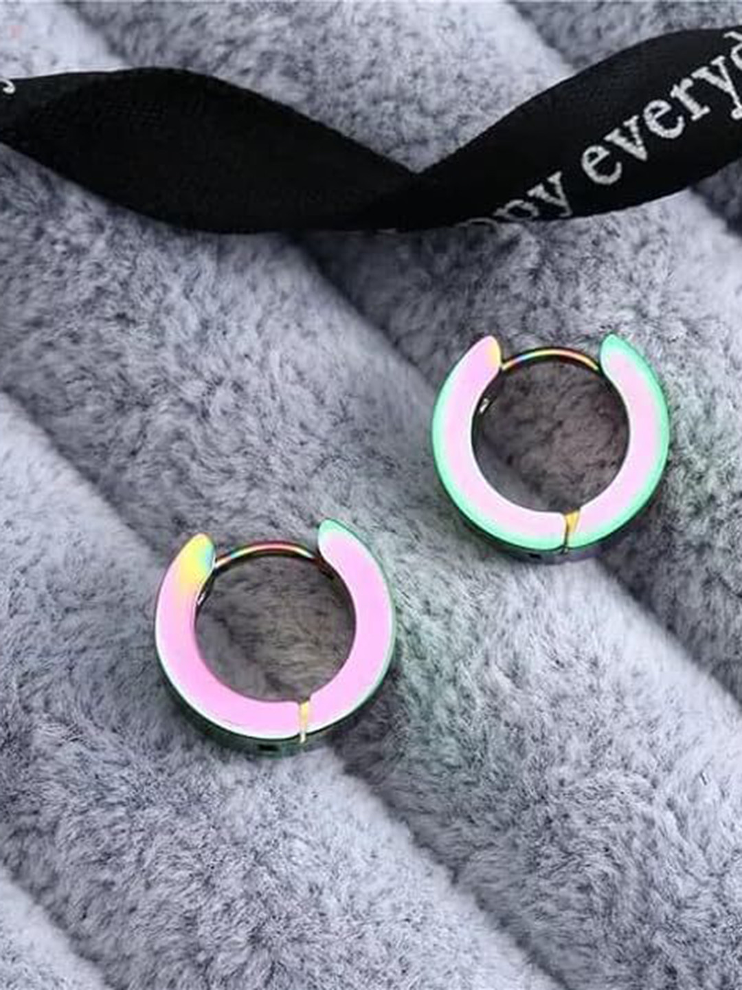 KRYSTALZ Stainless Steel Circular Half Hoop Earrings