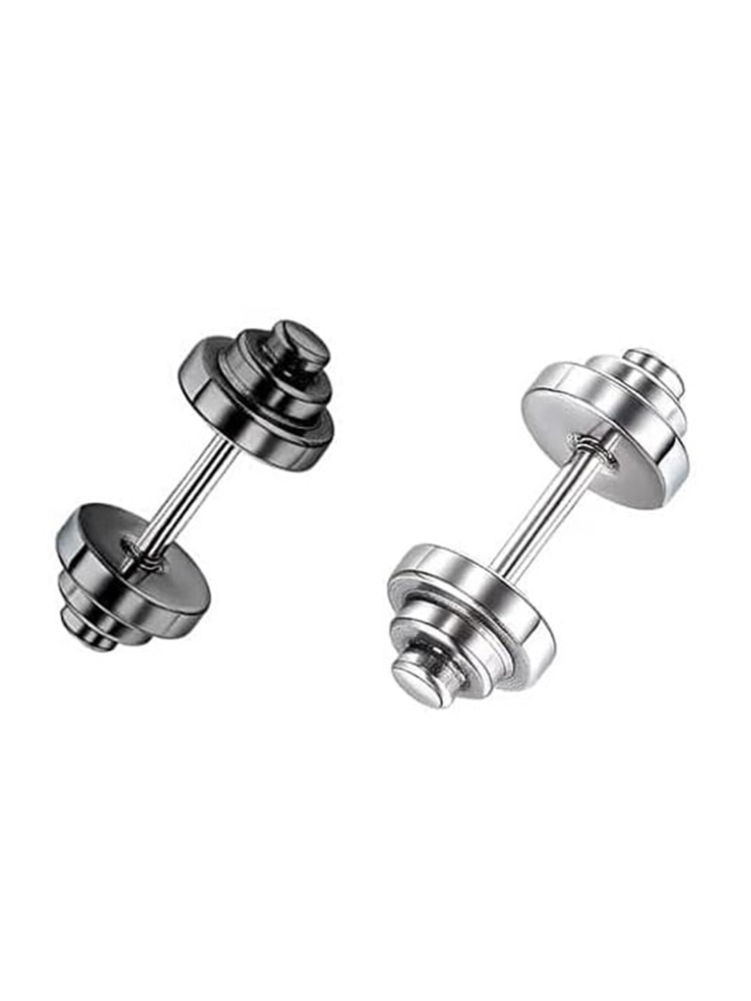 KRYSTALZ Men Set Of 2 Silver-Plated Stainless Steel Mismatch Studs