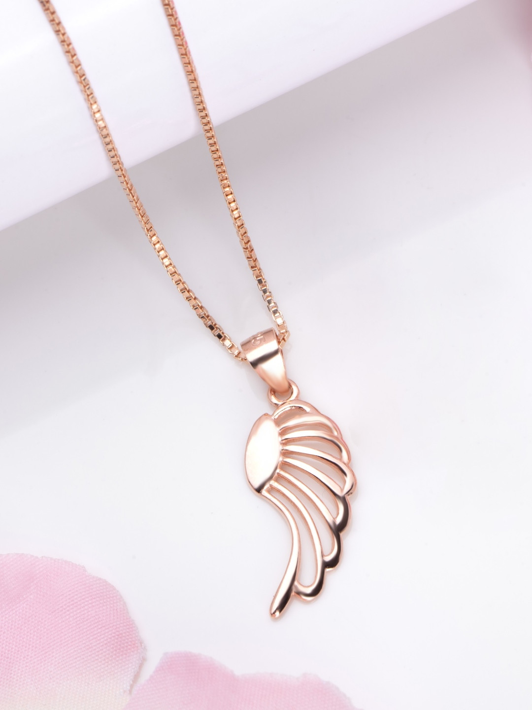 Zavya Women Rose Gold-Plated CZ Studded Sterling Silver Pendant Necklace