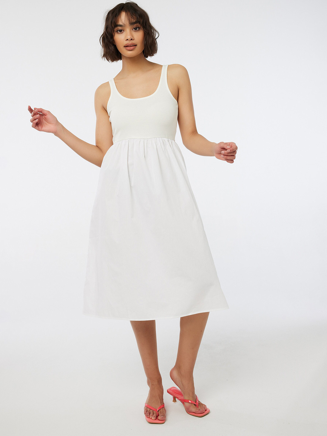 Ardene Round Neck Cotton Fit & Flare Dress