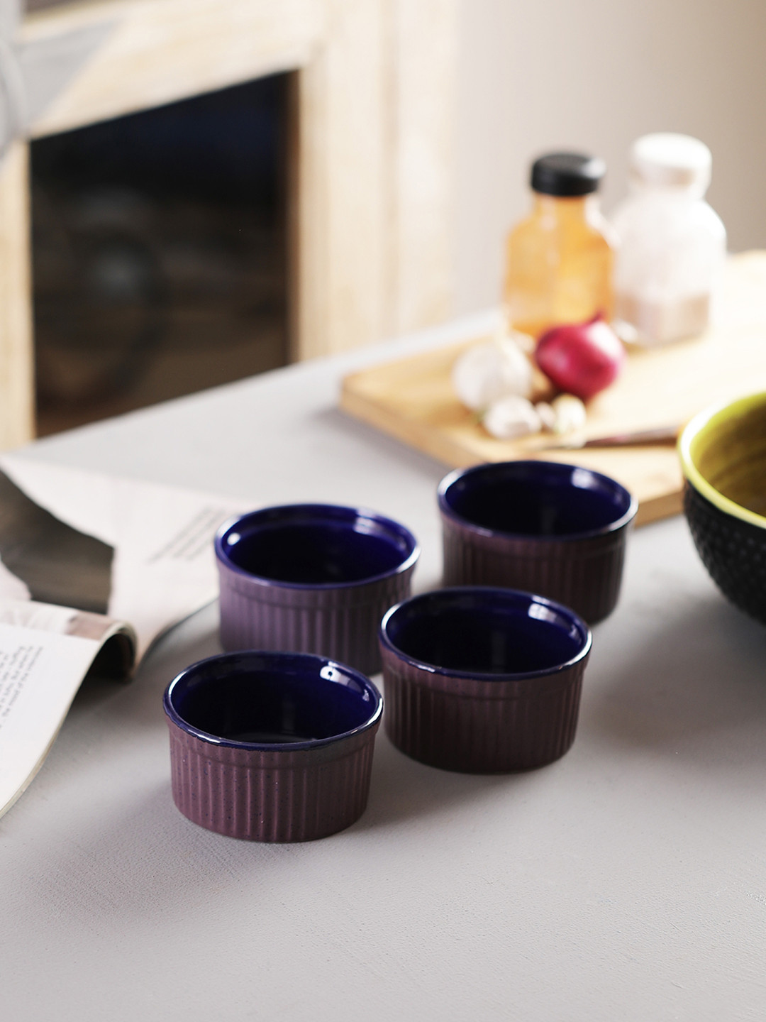 MIAH Decor Set of 4 Ceramic Baking & Serving Microwave Safe Ramekin Bowls