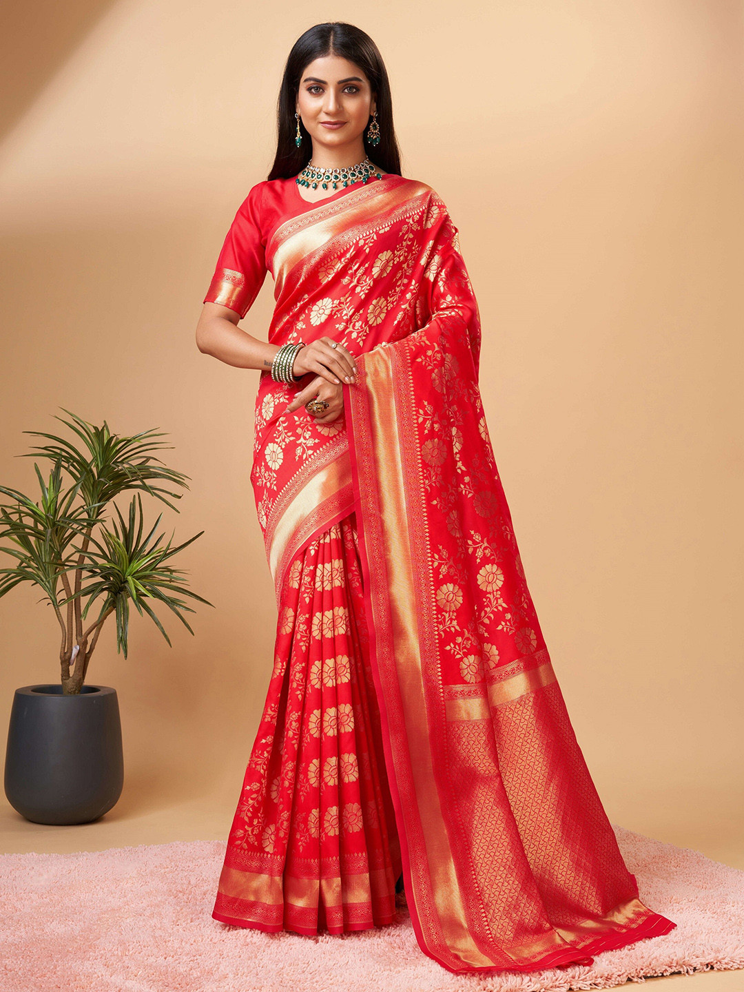 PHEASANT Woven Design Zari Silk Blend Banarasi Saree