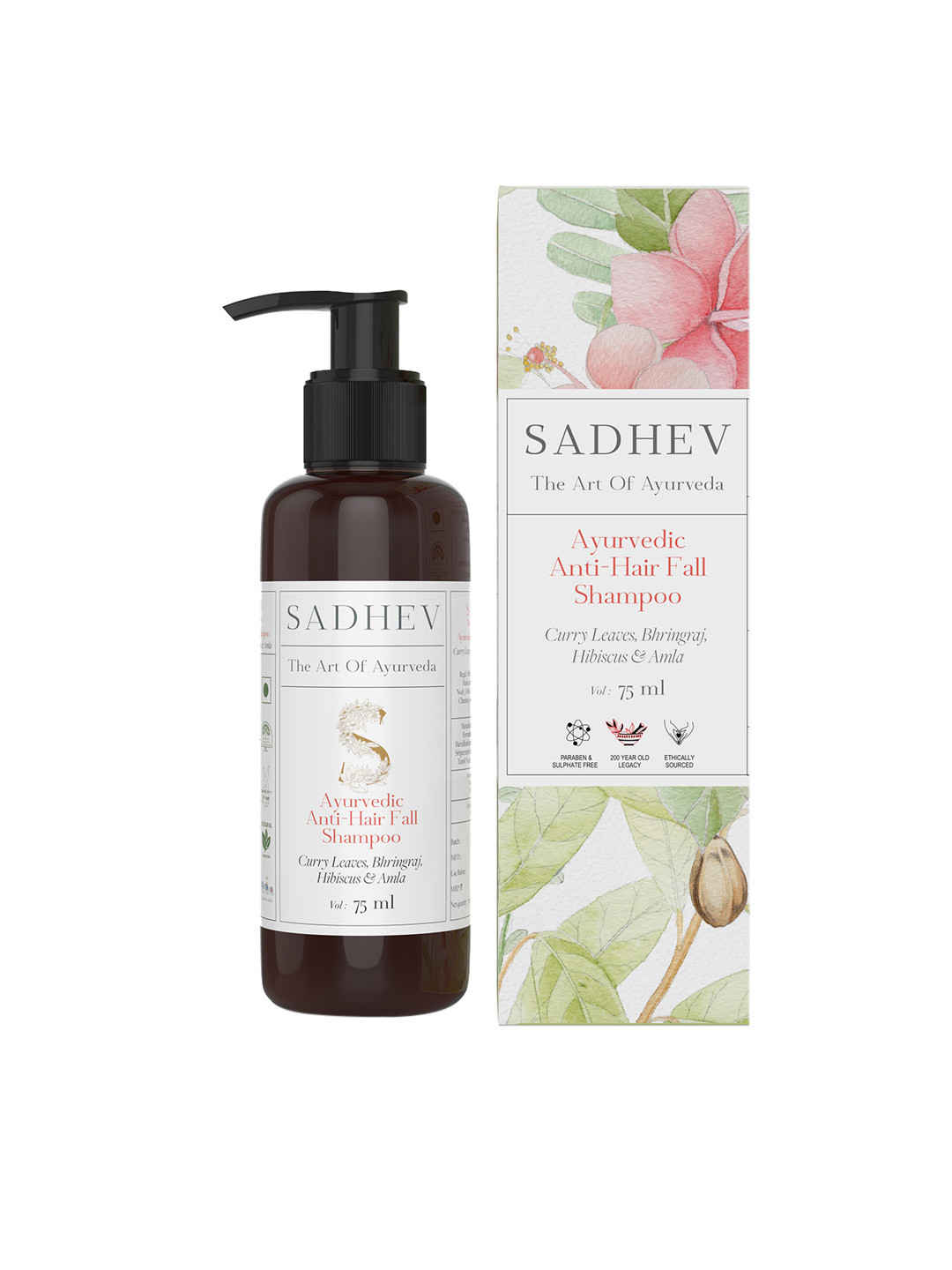 SADHEV Ayurvedic Anti-Hairfall Shampoo with Curry Leaves & Bhringraj - 75ml