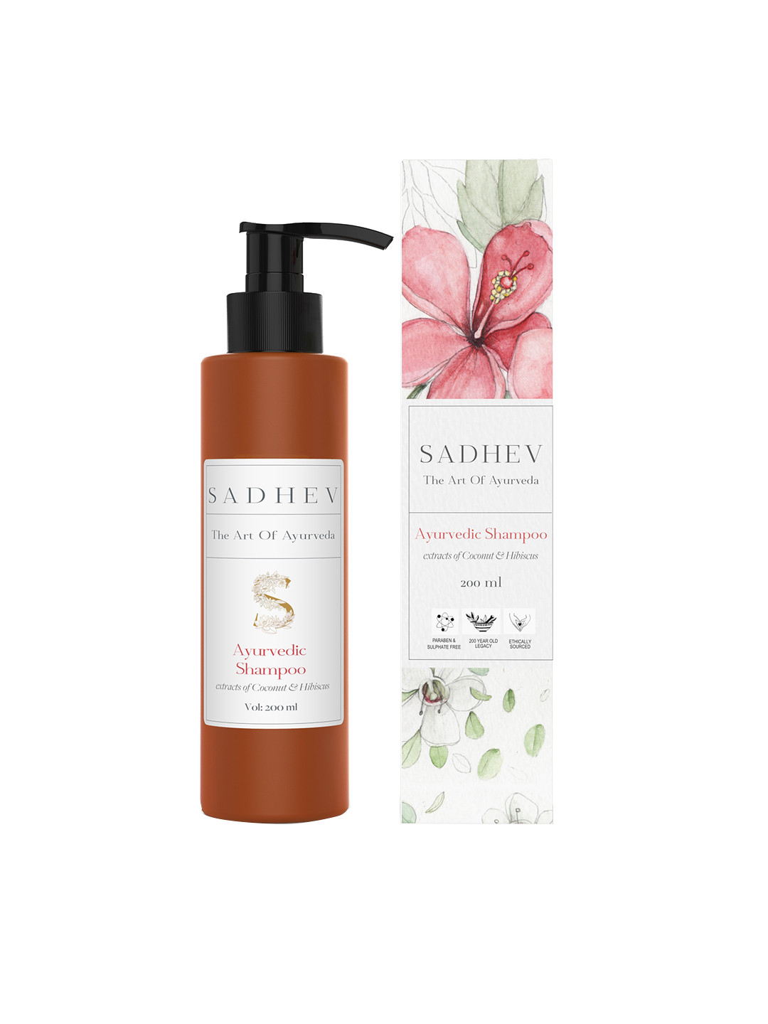 SADHEV Ayurvedic Shampoo with Coconut & Hibiscus - 200ml