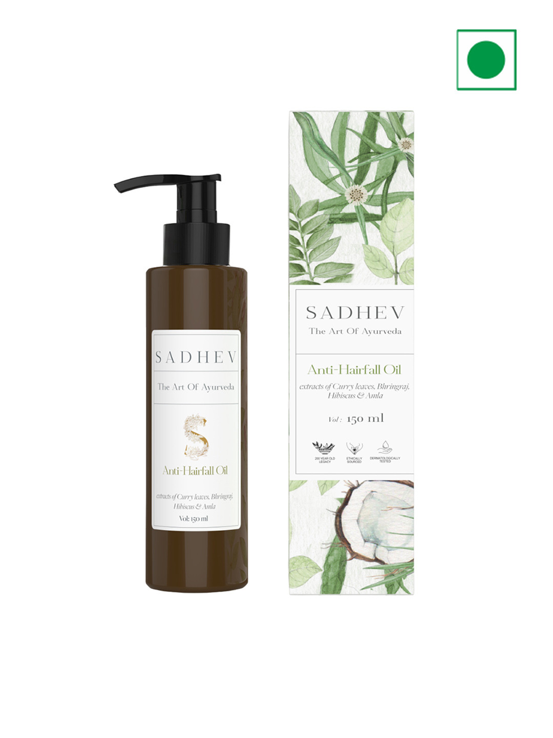SADHEV Ayurvedic Anti-Hairfall Oil with Bhringraj & Amla - 150 ml