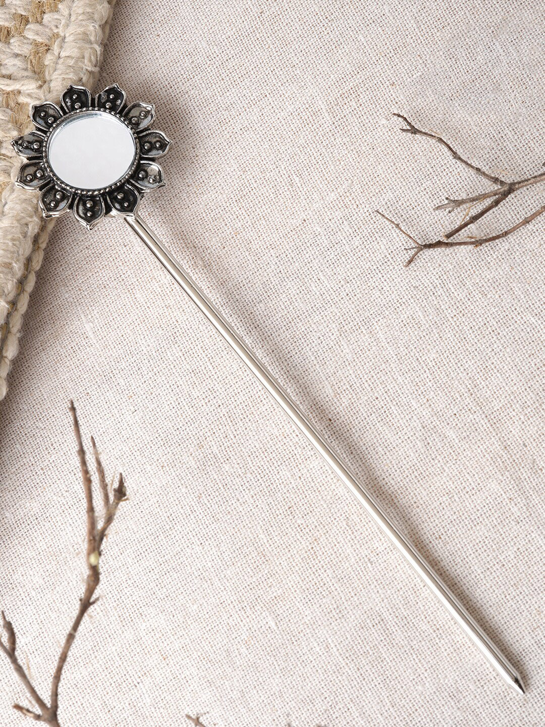 TEEJH Shashi Oxidised Mirror Juda Hairstick