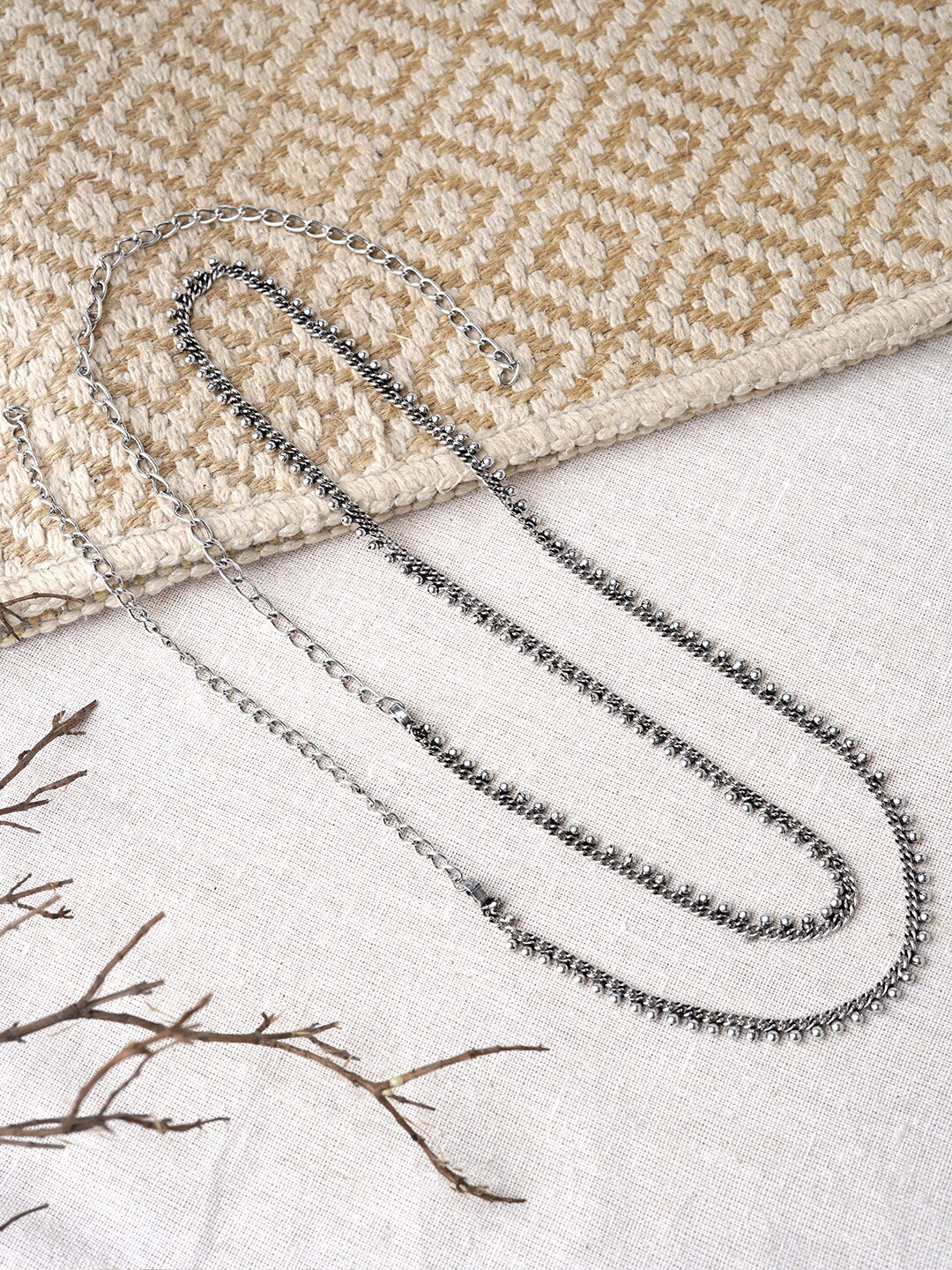 TEEJH Silver Plated Waist Chain