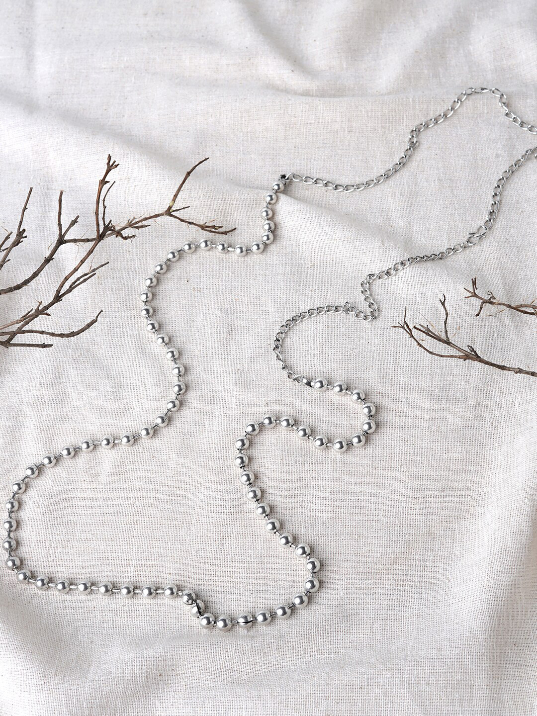 TEEJH Silver-Plated Minimal Oxidised Body Chain