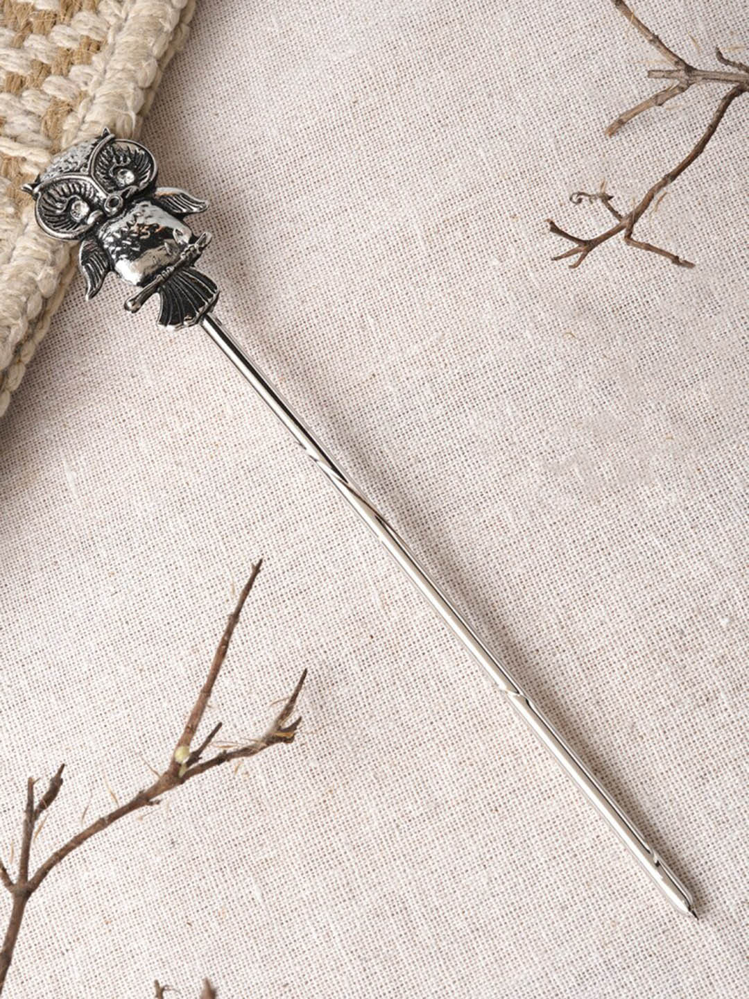 TEEJH Bundi Oxidised Owl Juda Hairstick