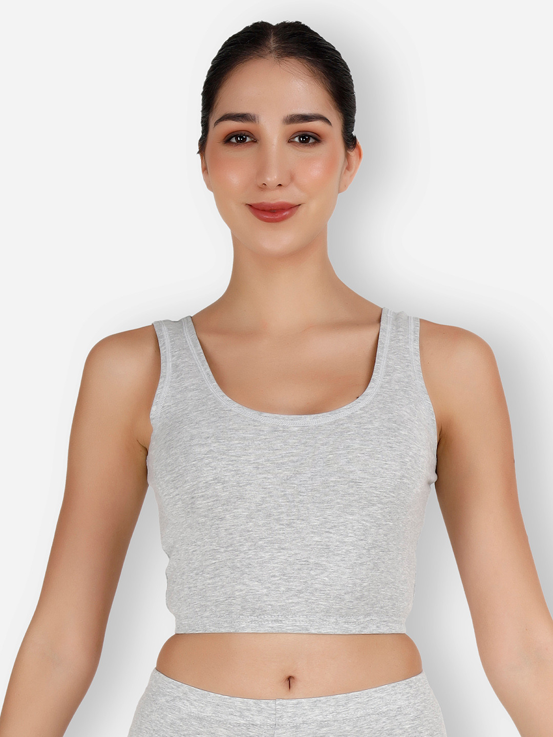 SELFCARE Round Neck Sleeveless Cropped Thermal Top