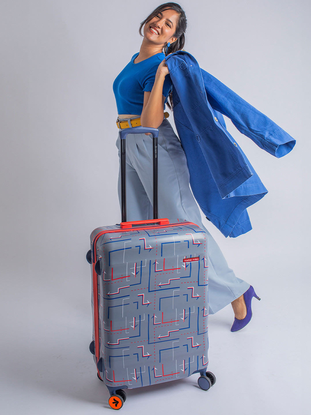 Nasher Miles Denver Polycarbonate Large Grey Trolley Bag  - 28 inch (75cm)