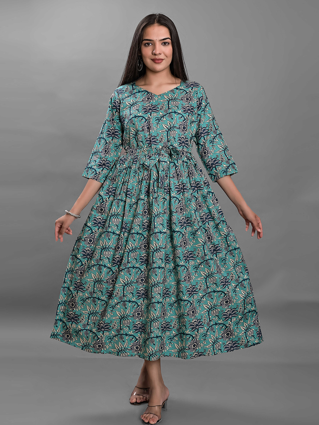 Girly Girls Floral Printed Fit & Flare Midi Dress