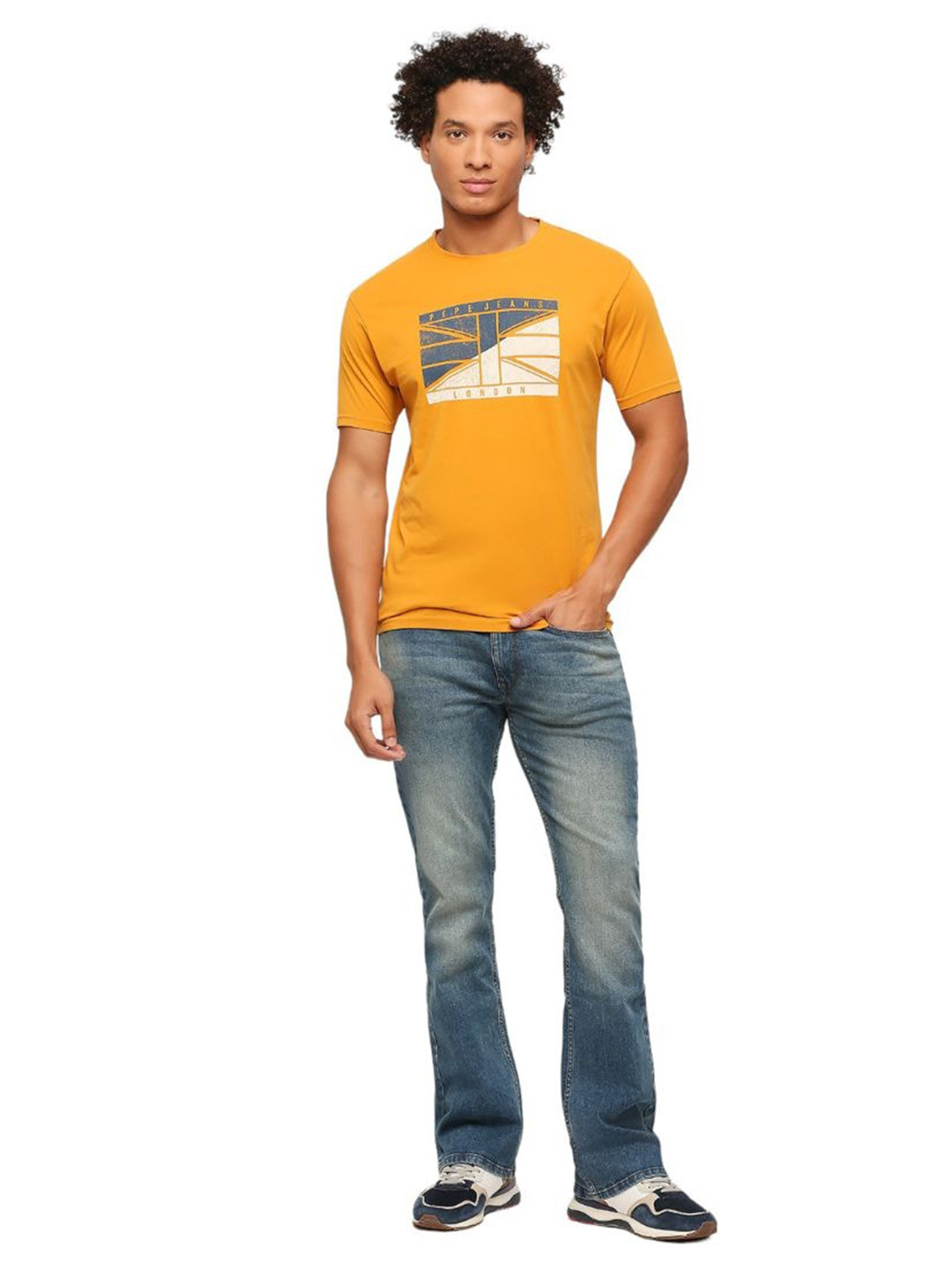 Pepe Jeans Bentely Union Jack Graphic Printed Slim Fit Pure Cotton T-Shirt