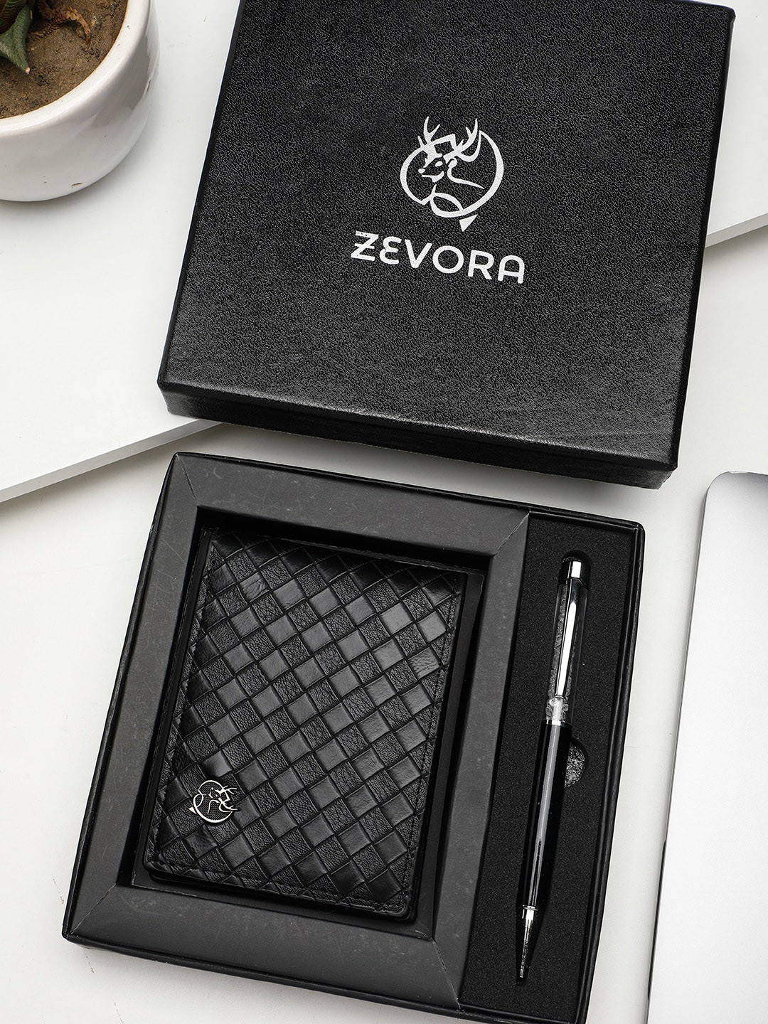 ZEVORA Men Pen & Wallet Leather Accessory Gift Set