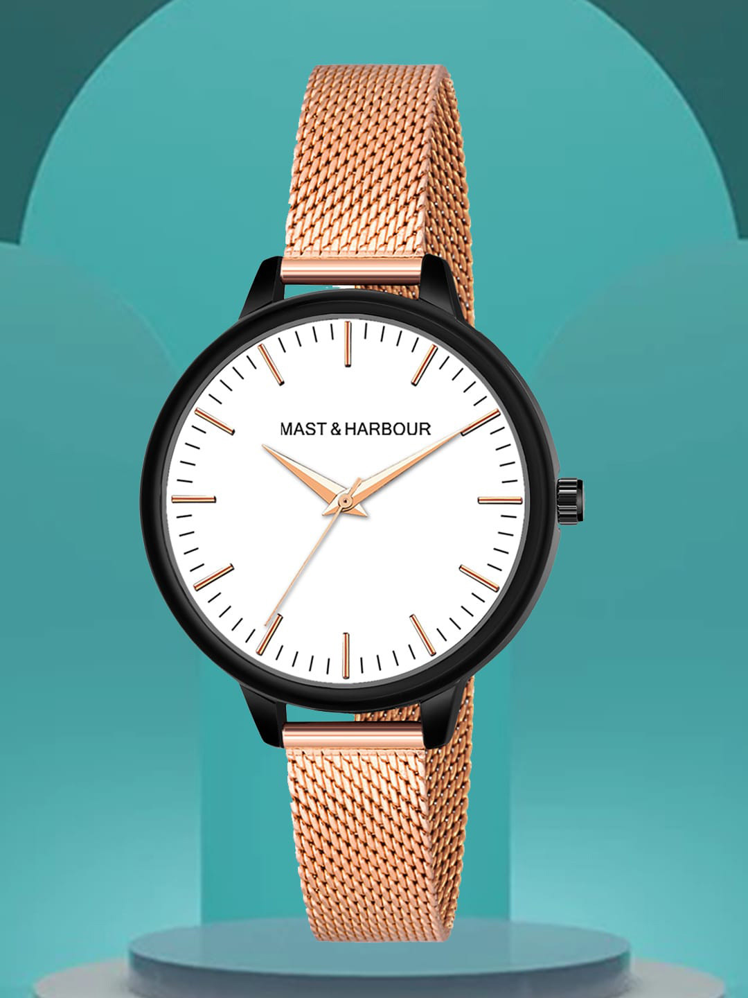 Mast & Harbour Women Textured Dial & Stainless Steel Straps Analogue Watch HOBMH-225L-RG