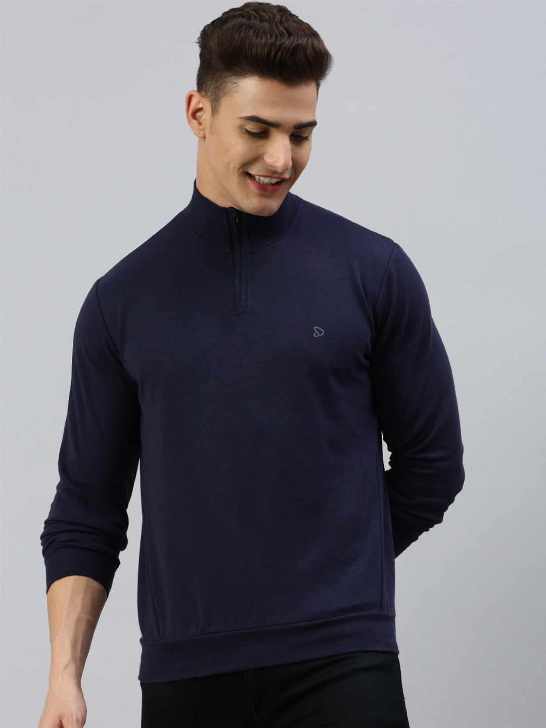 SPORTO Men Navy Blue & french middle red purple High Neck Indigo T-shirt