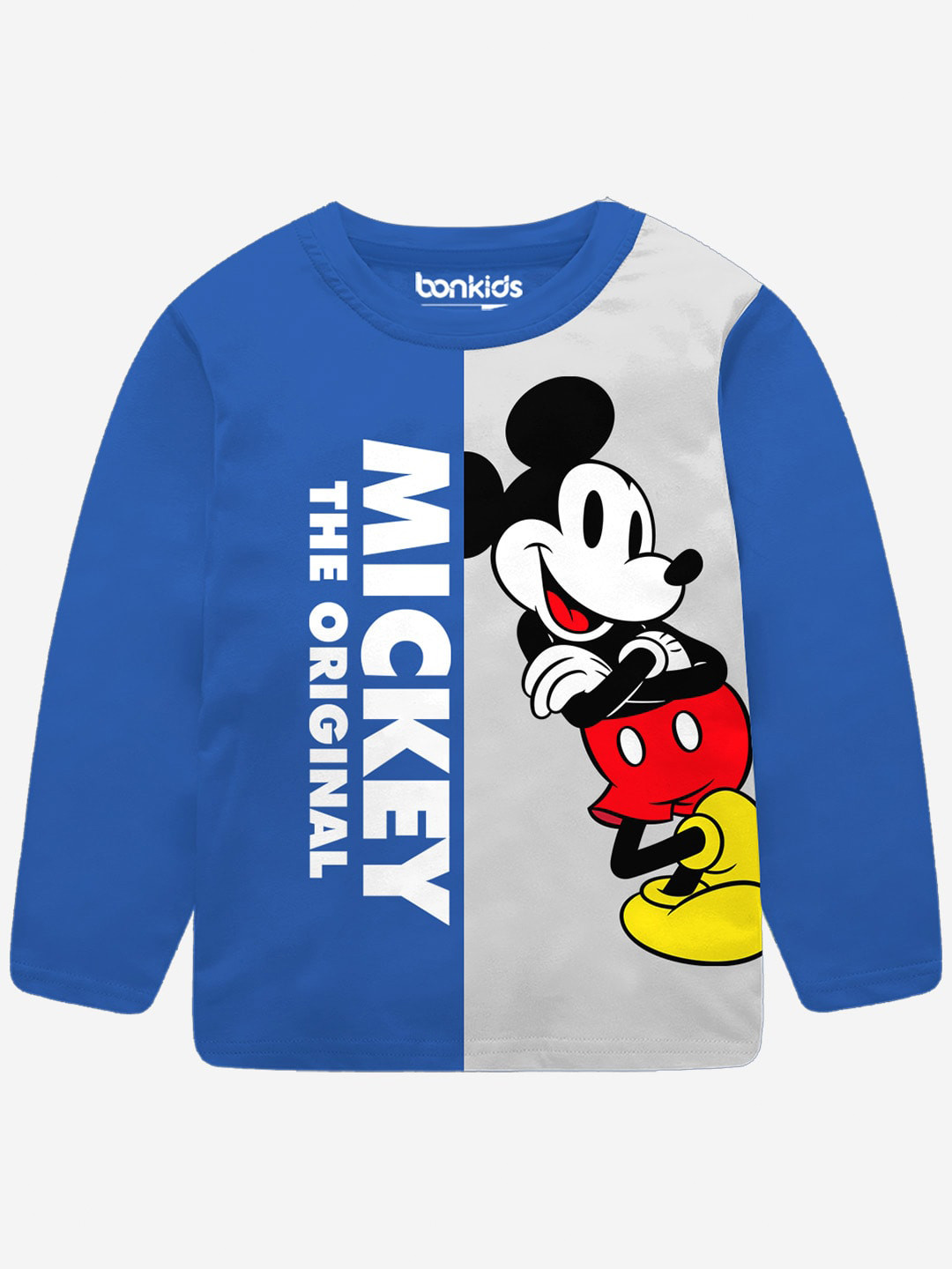 BONKIDS Boys Humour and Comic Mickey Mouse Printed Cotton T-shirt