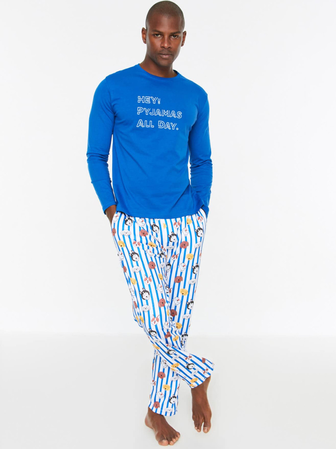 Trendyol Typographic Printed Pure Cotton Night suit