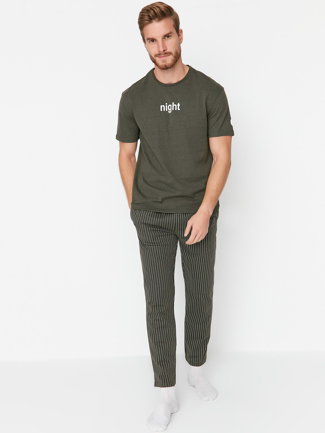 Trendyol Printed T-shirt With Striped Pyjamas