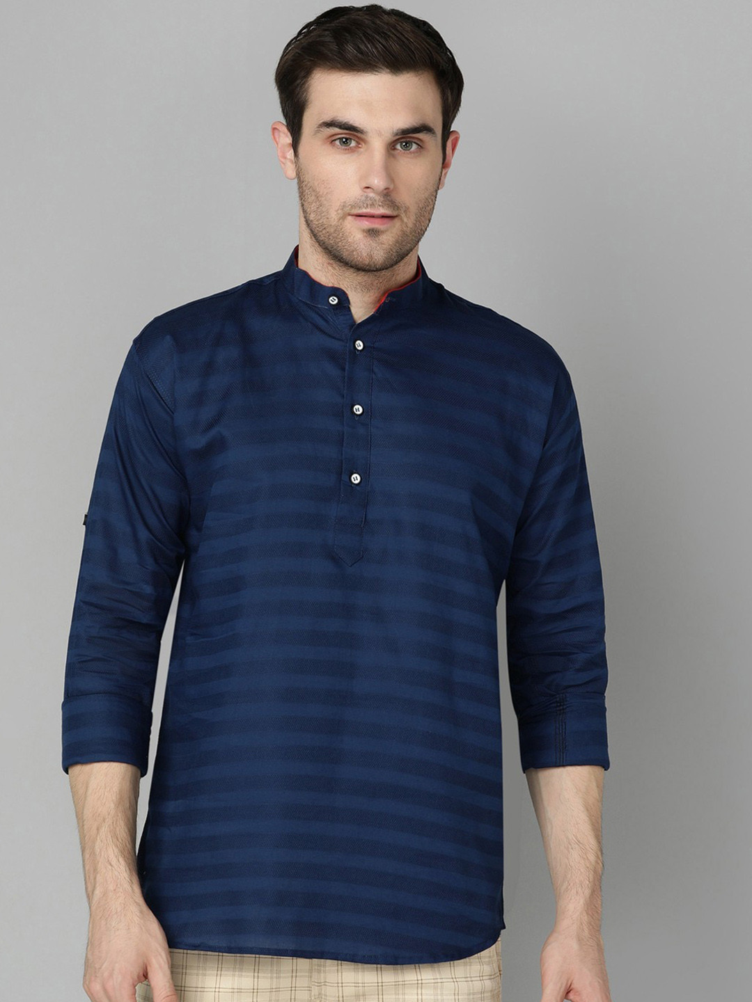 FUBAR Men Blue Patchwork Kurta