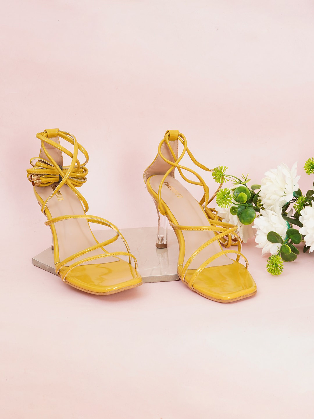 FABBHUE Embellished Gladiator Block Heels