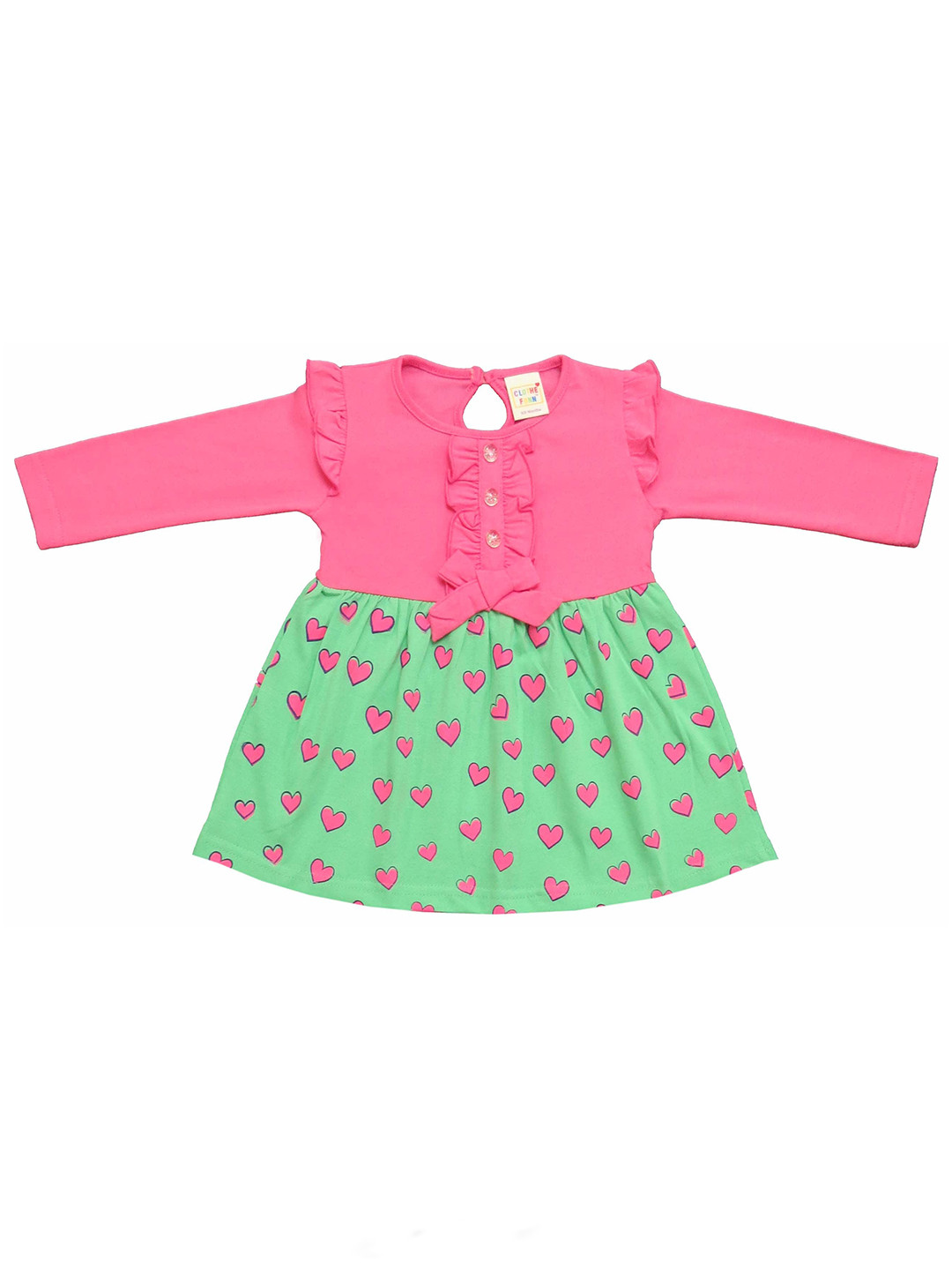 Clothe Funn Infant Girls Conversational Printed Cotton A-Line Dress