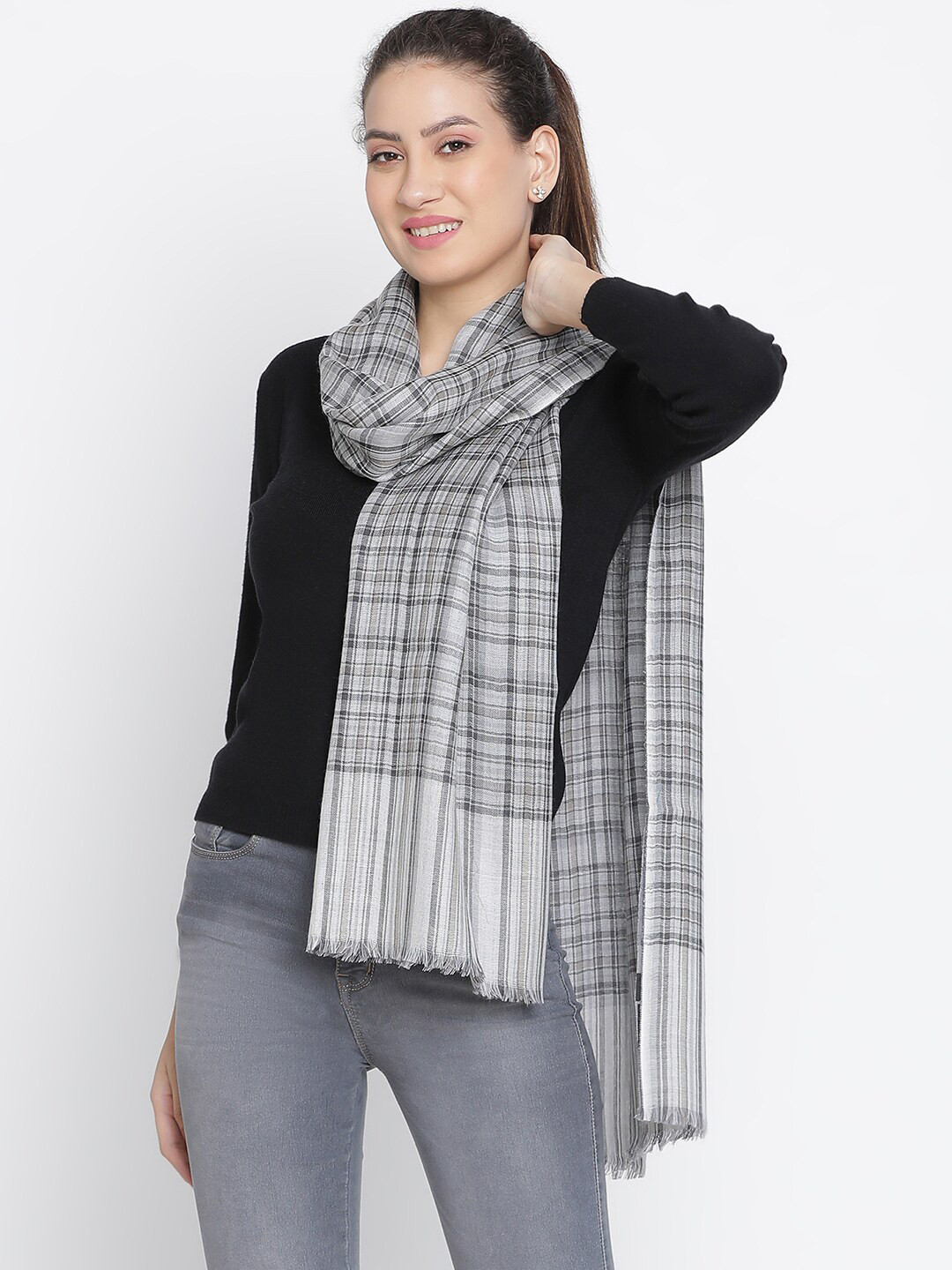 SHINGORA Checked Pure Wool Stole