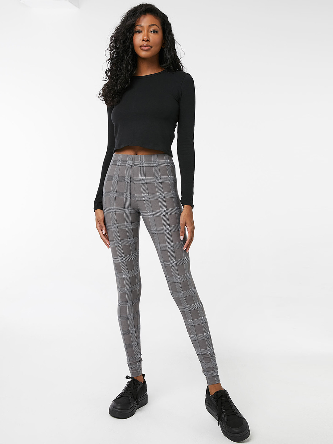 Ardene Mid-Rise Checked Ankle Length Tights