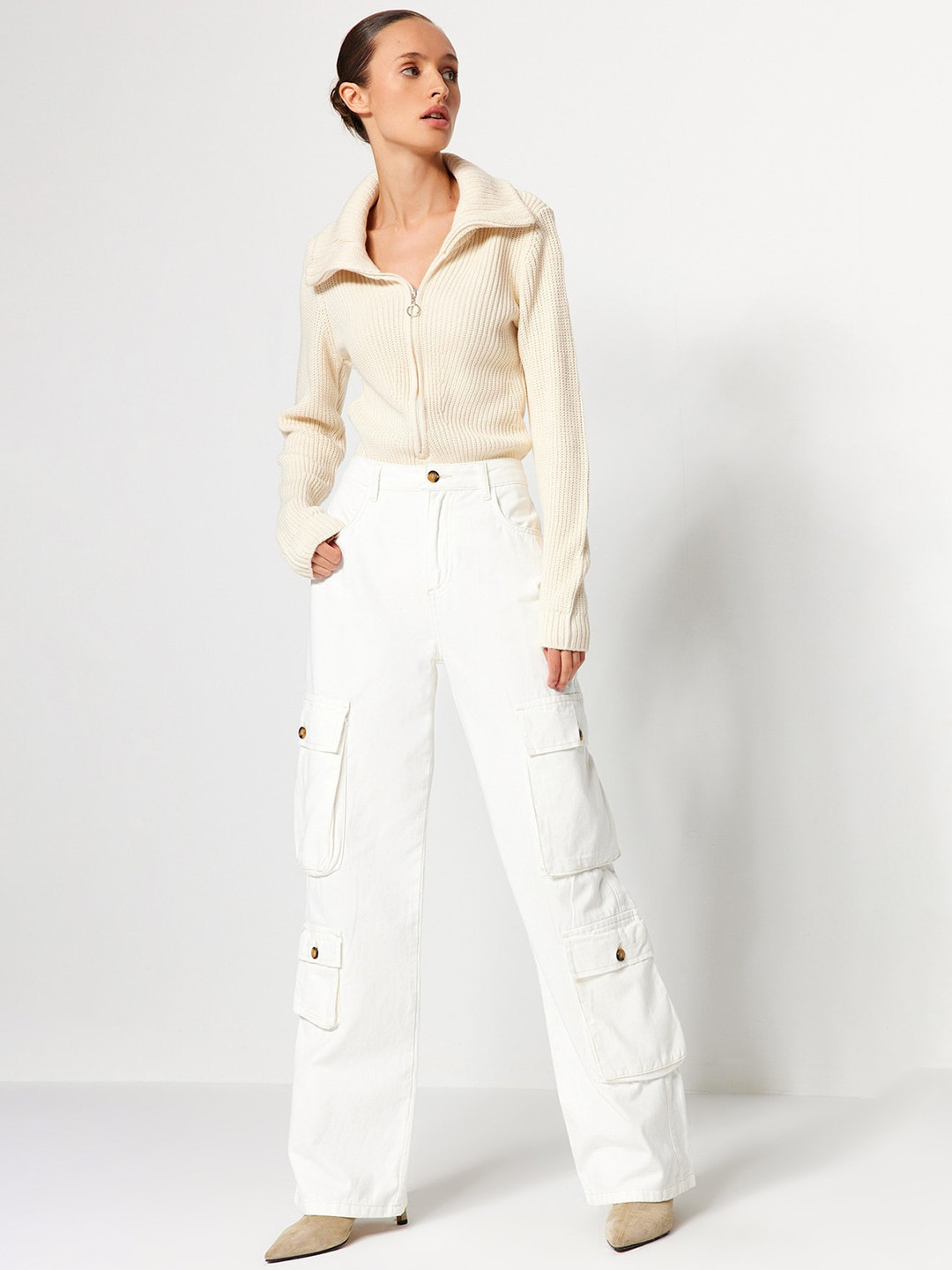 Trendyol Self-Design Shirt Collar Bodysuit