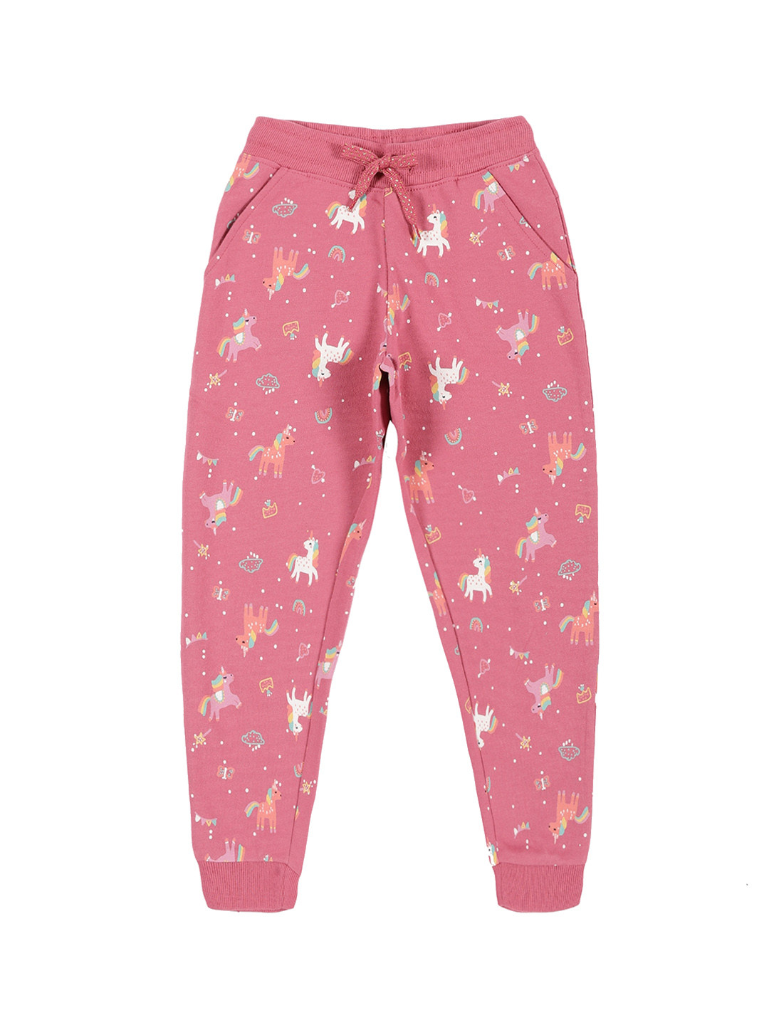 PLUM TREE Girls Unicorn Printed Pure Cotton Joggers