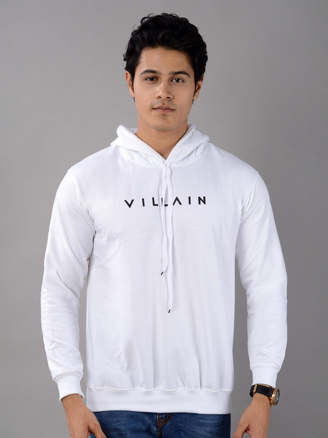 VILLAIN Brand Logo Printed Hooded Sweatshirt
